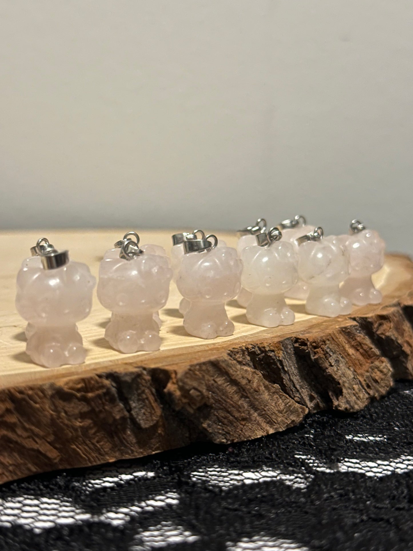 Rose Quartz Hello Kitty Pendant