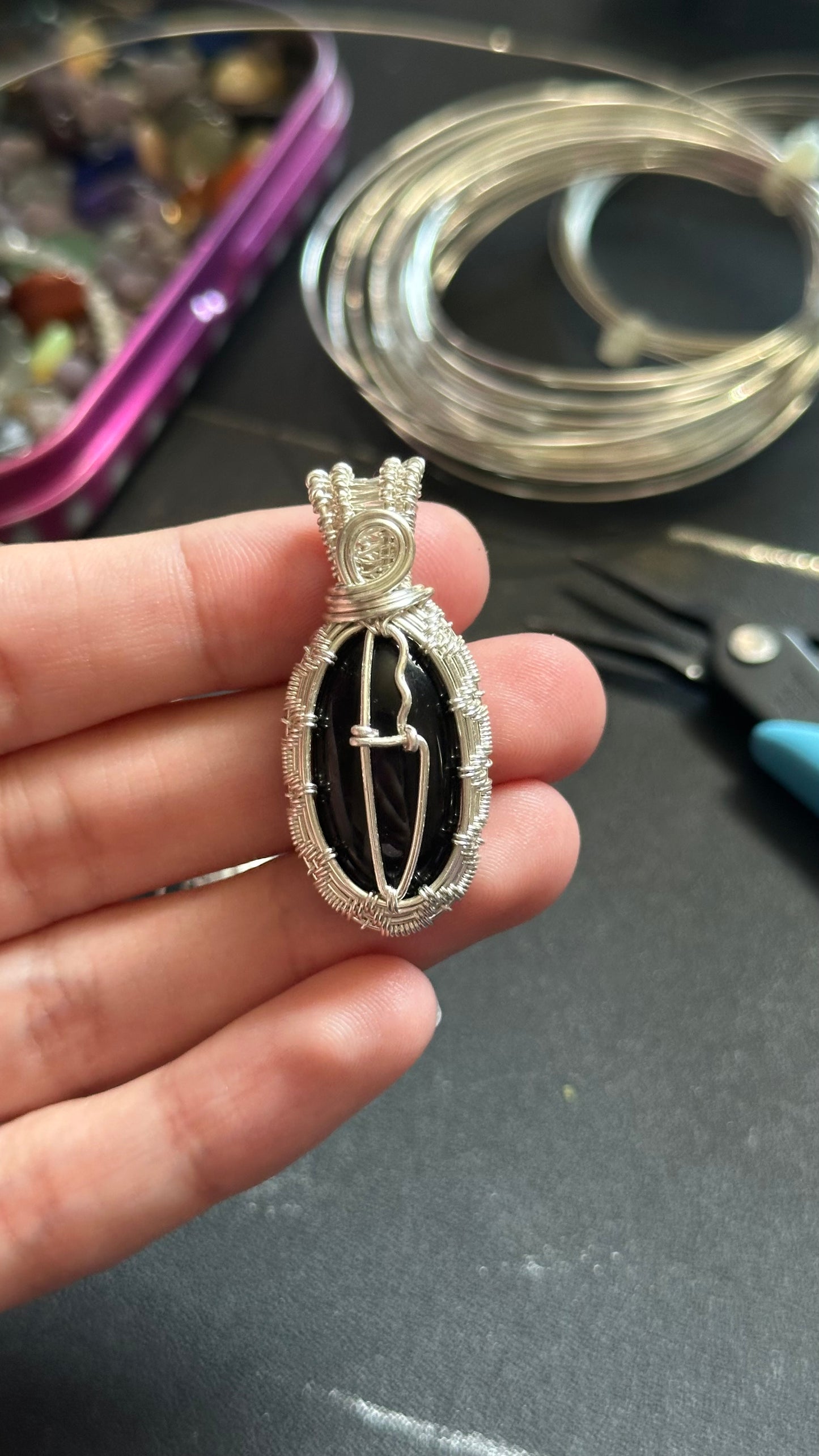 Onyx Knife Necklace