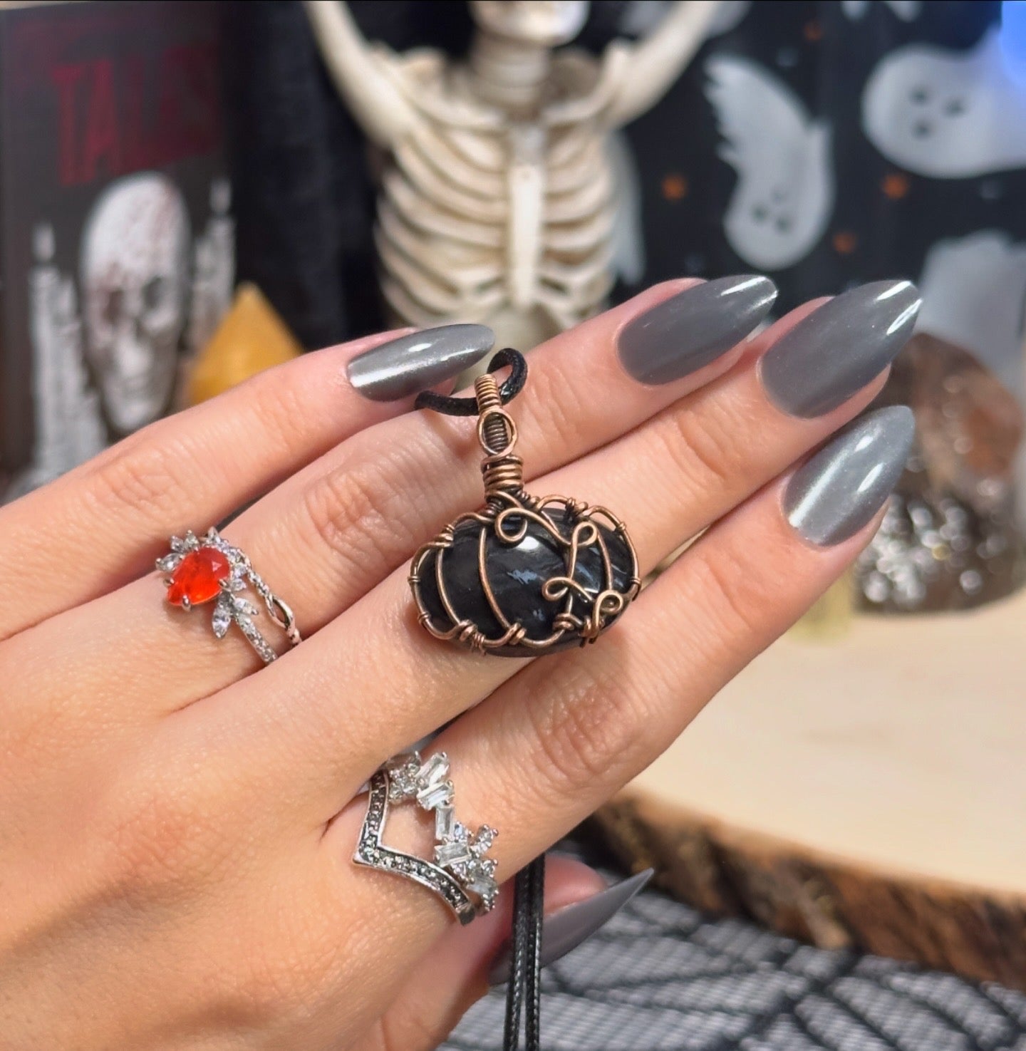 Black Agate Pumpkin Necklace