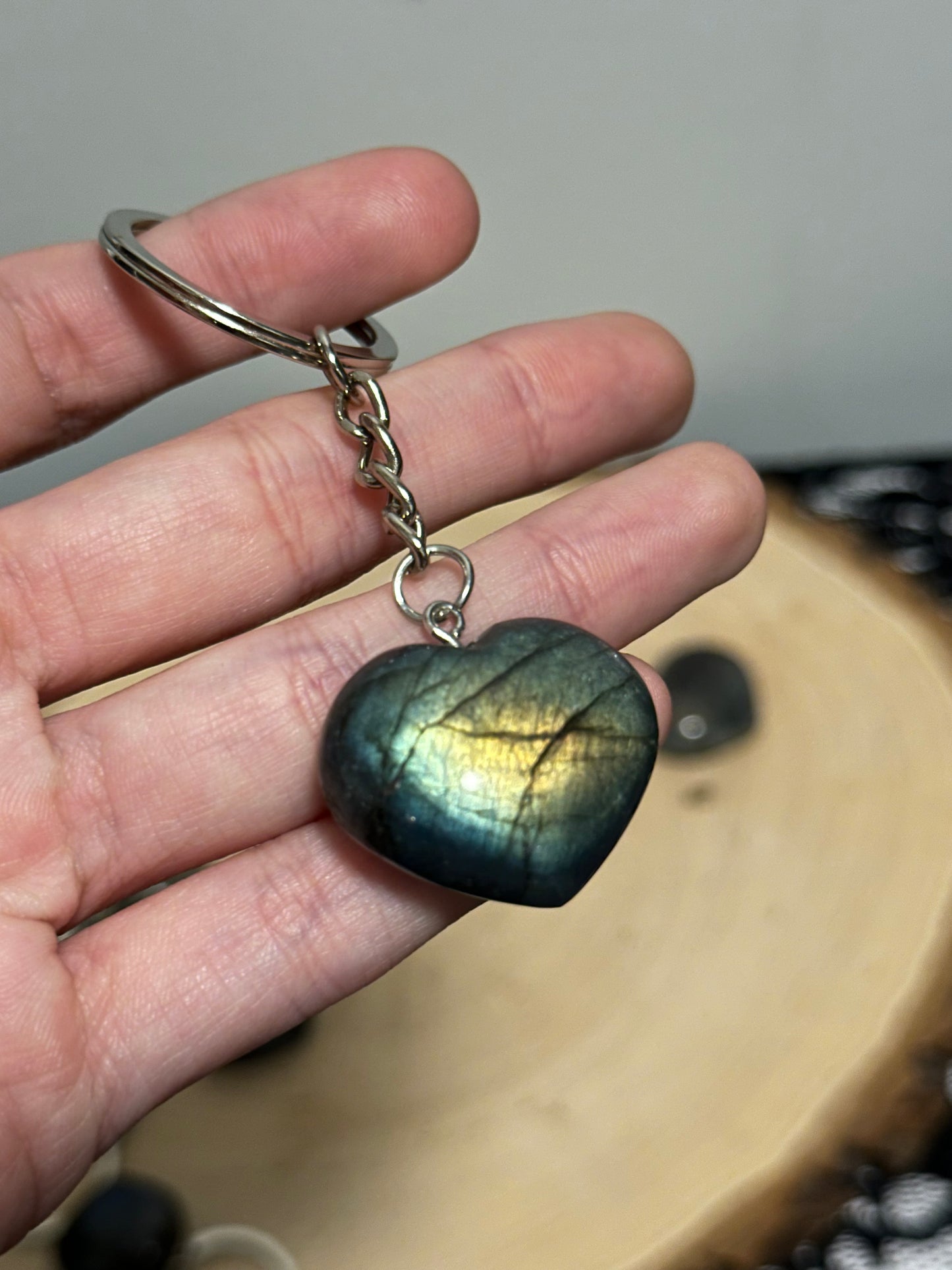 Labradorite Heart Keychains