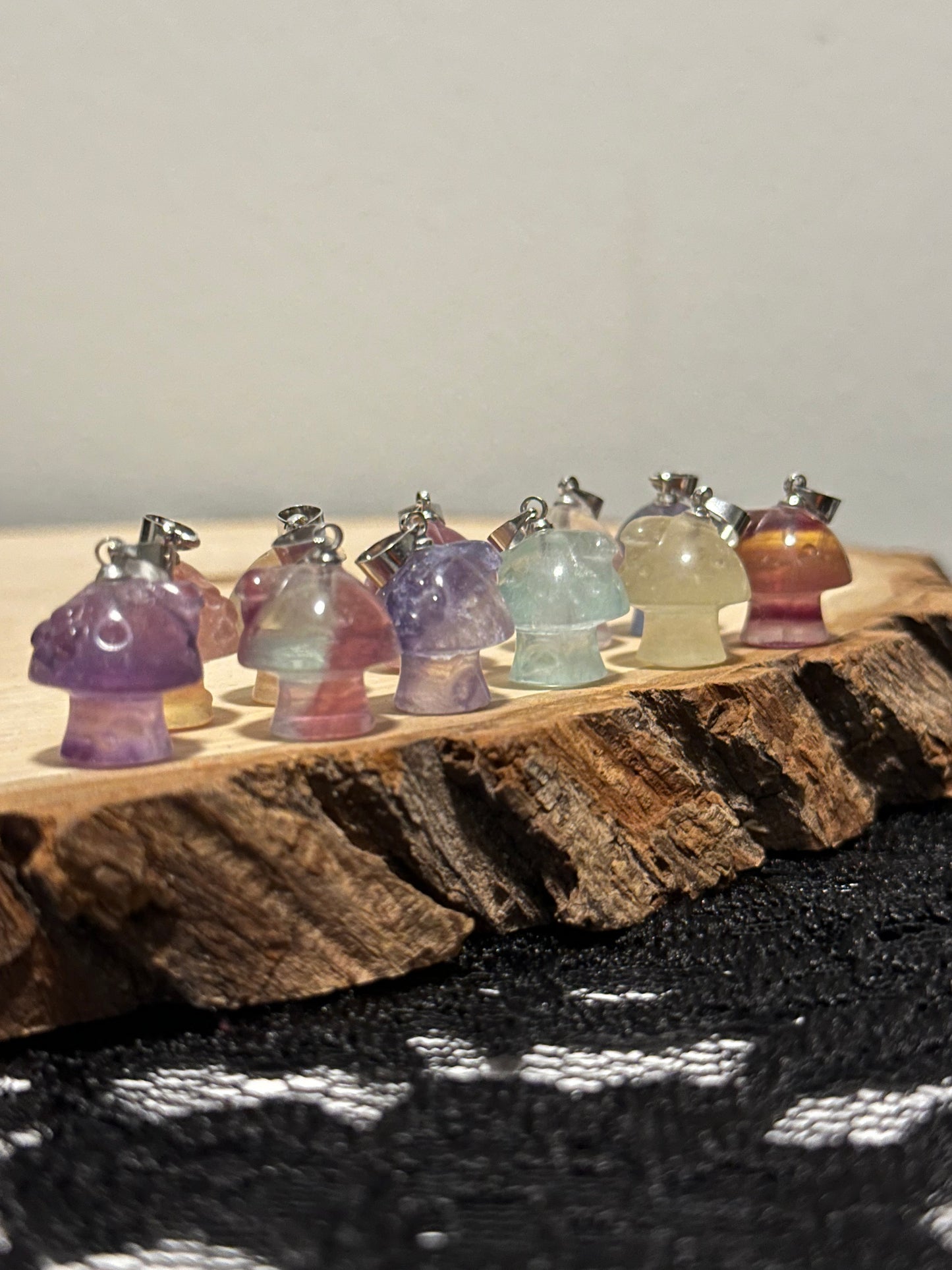Rainbow Fluorite Mushroom House Pendant