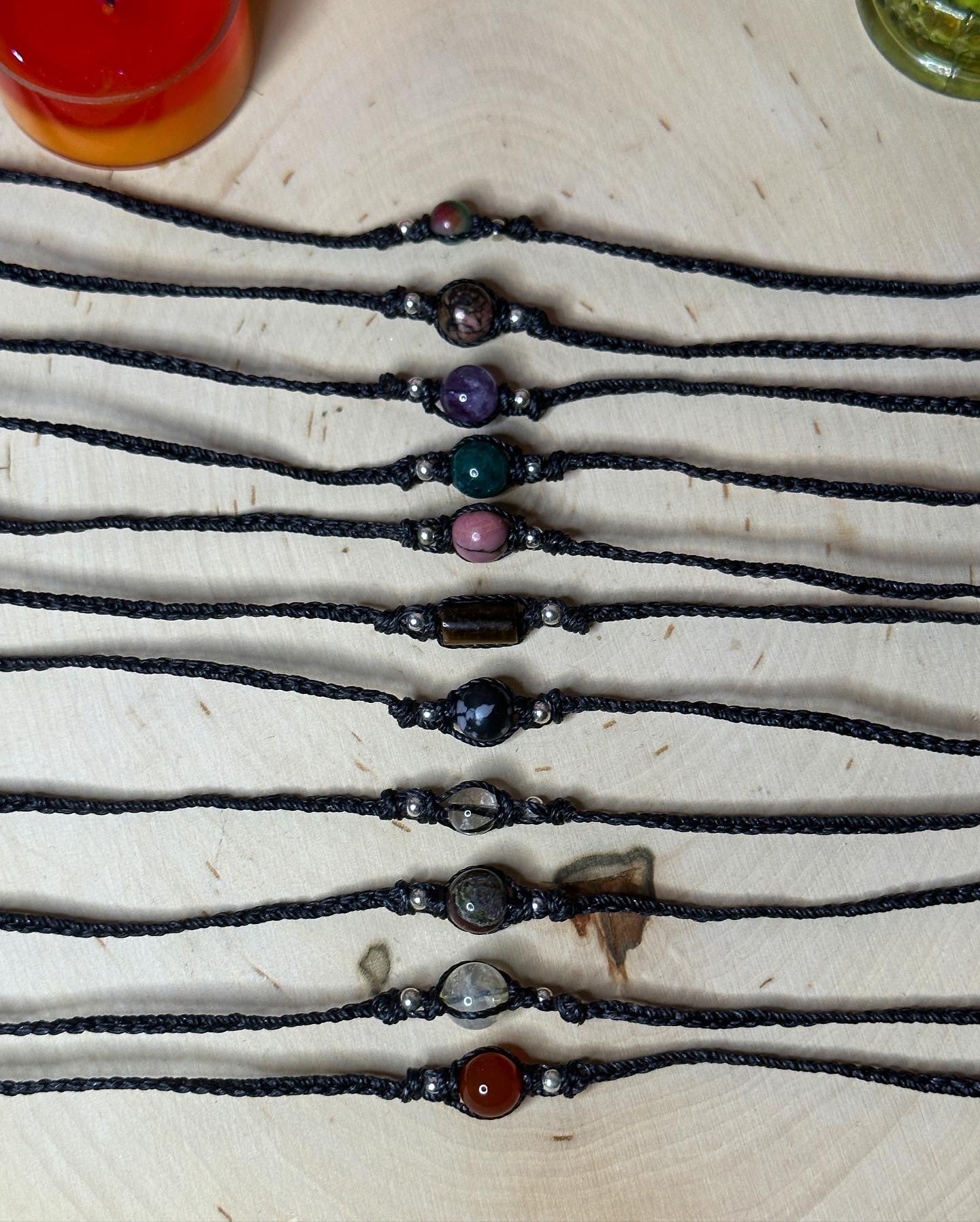 Crystal Macrame Chokers (Silver 7/9