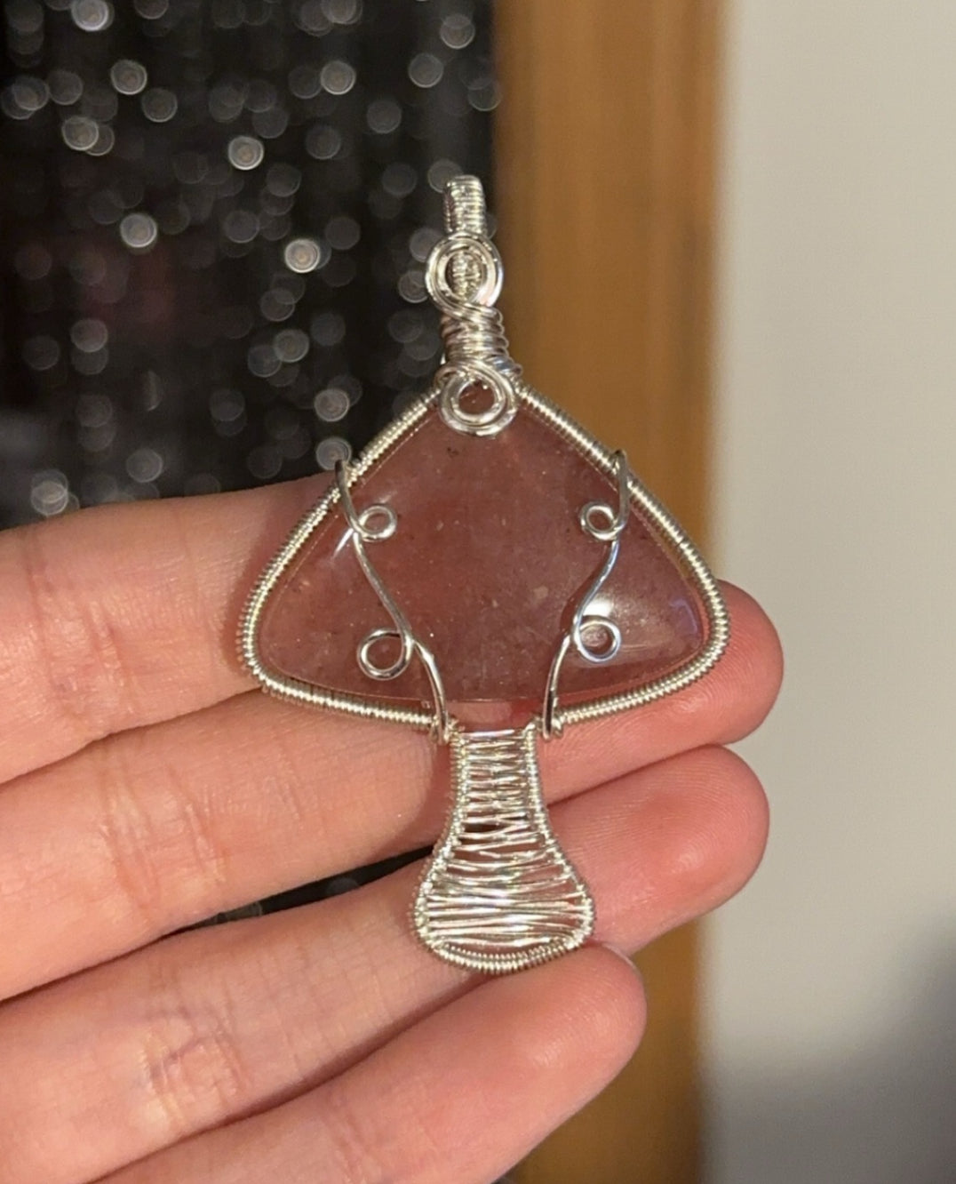 Strawberry Quartz Mushroom Necklace