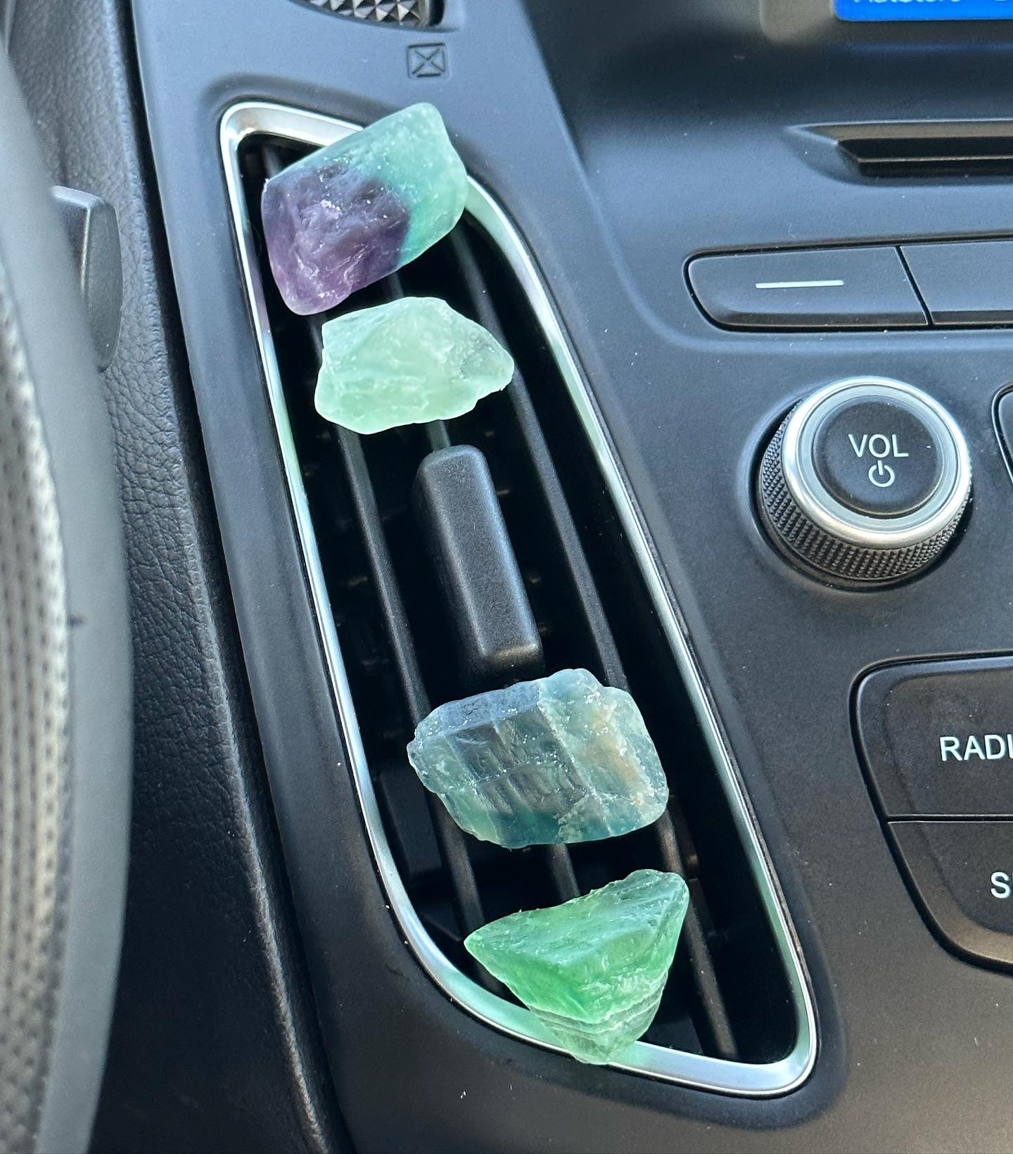 Rainbow Fluorite Rough Car Vent Clips