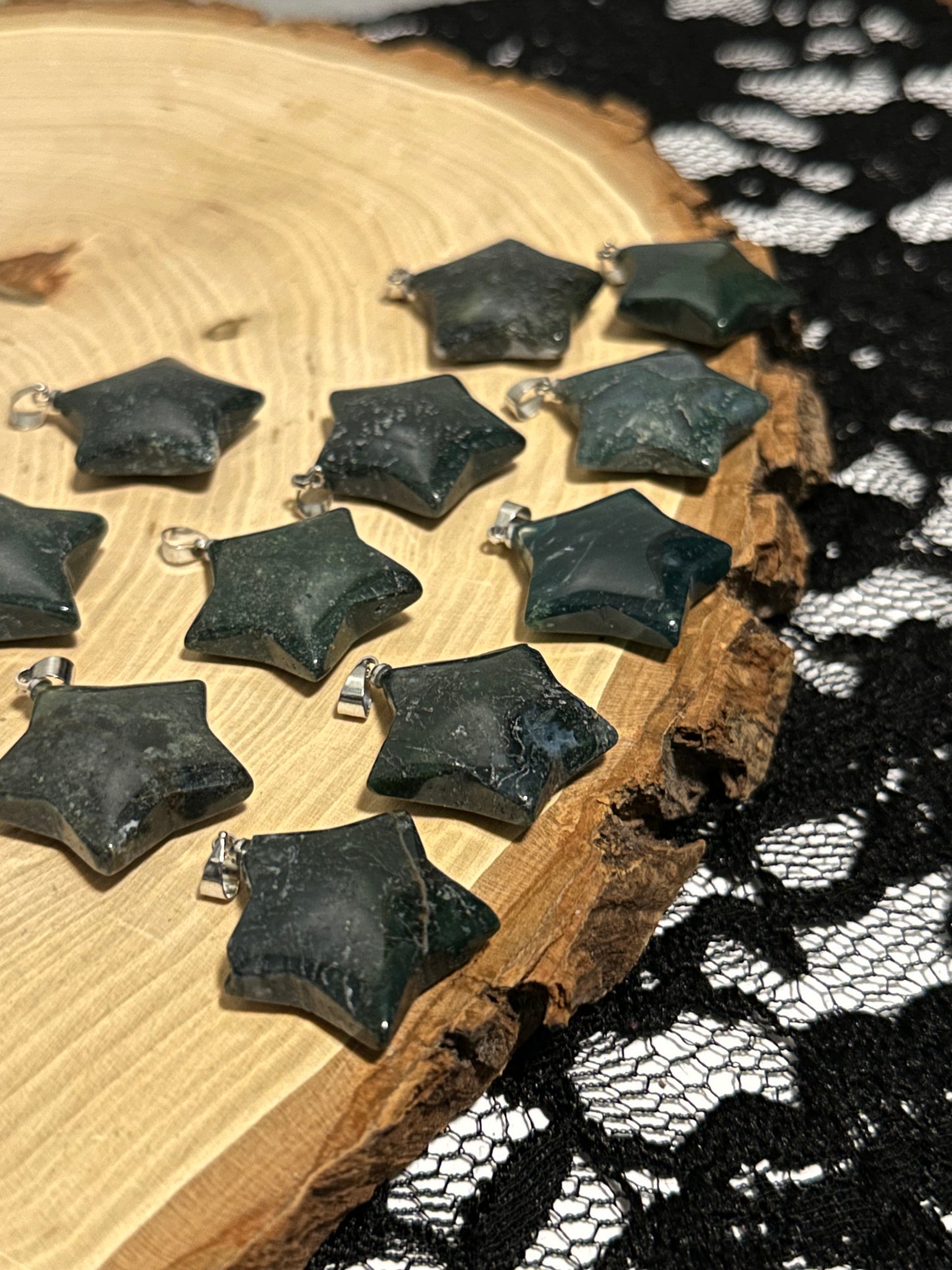 Moss Agate Star Pendant