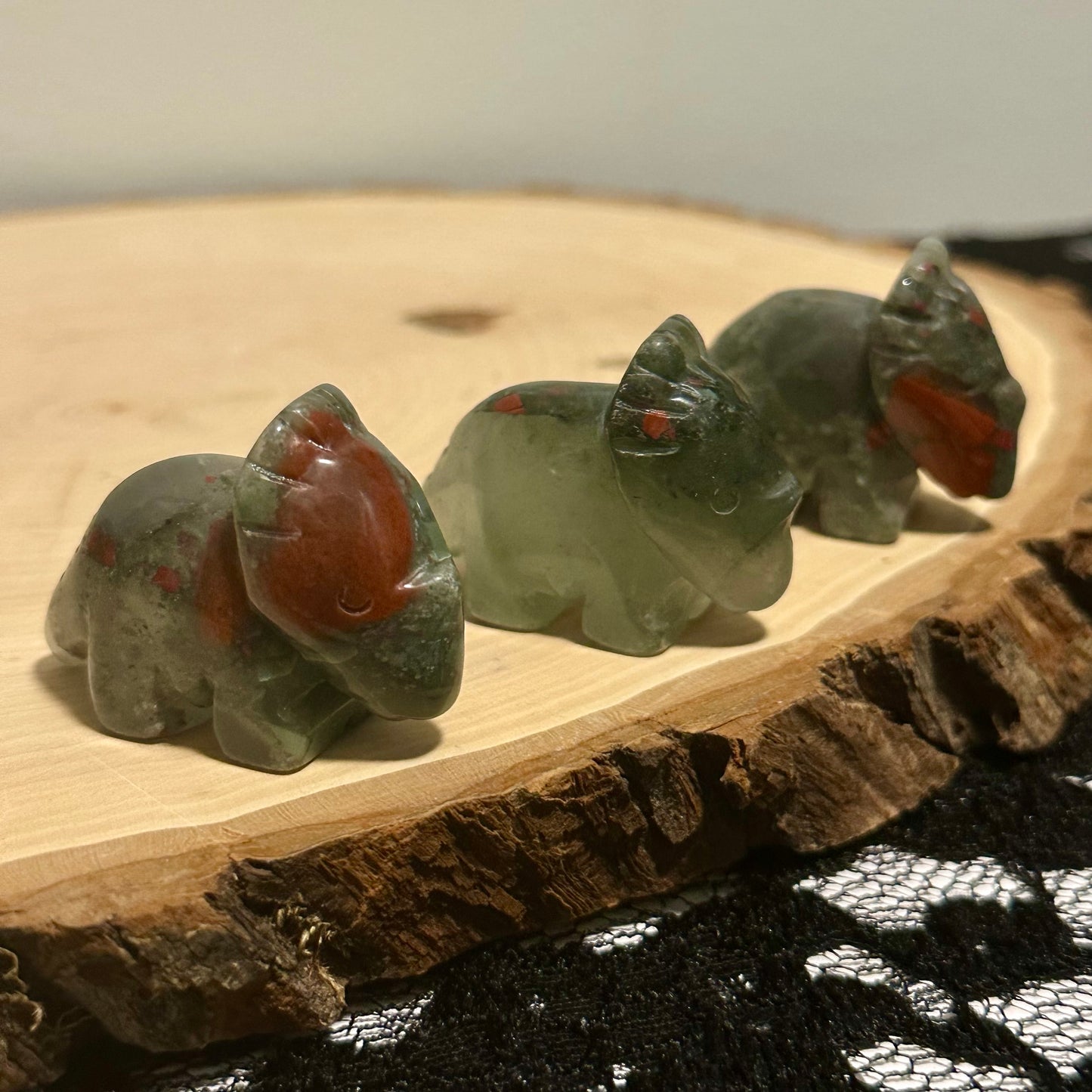 Bloodstone Dinosaur Carvings