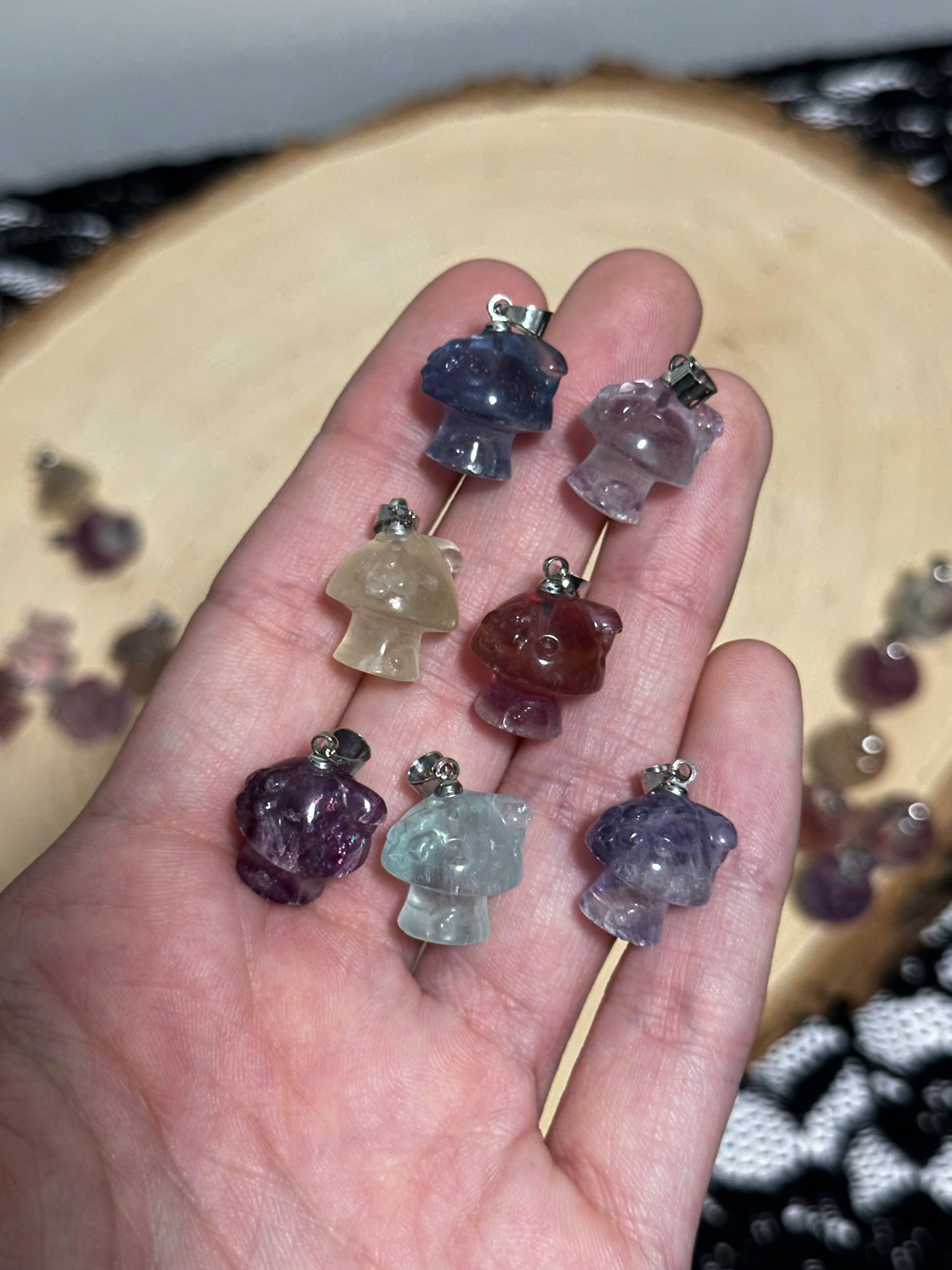 Rainbow Fluorite Mushroom House Pendant