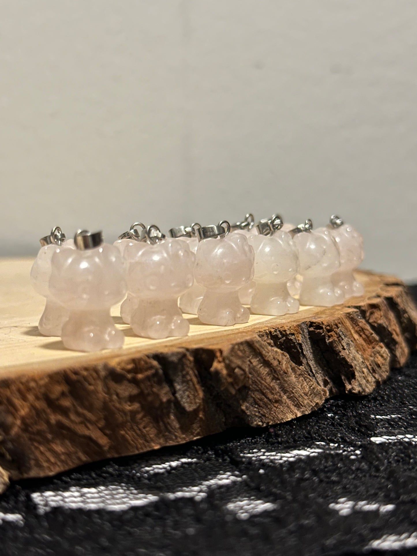 Rose Quartz Hello Kitty Pendant