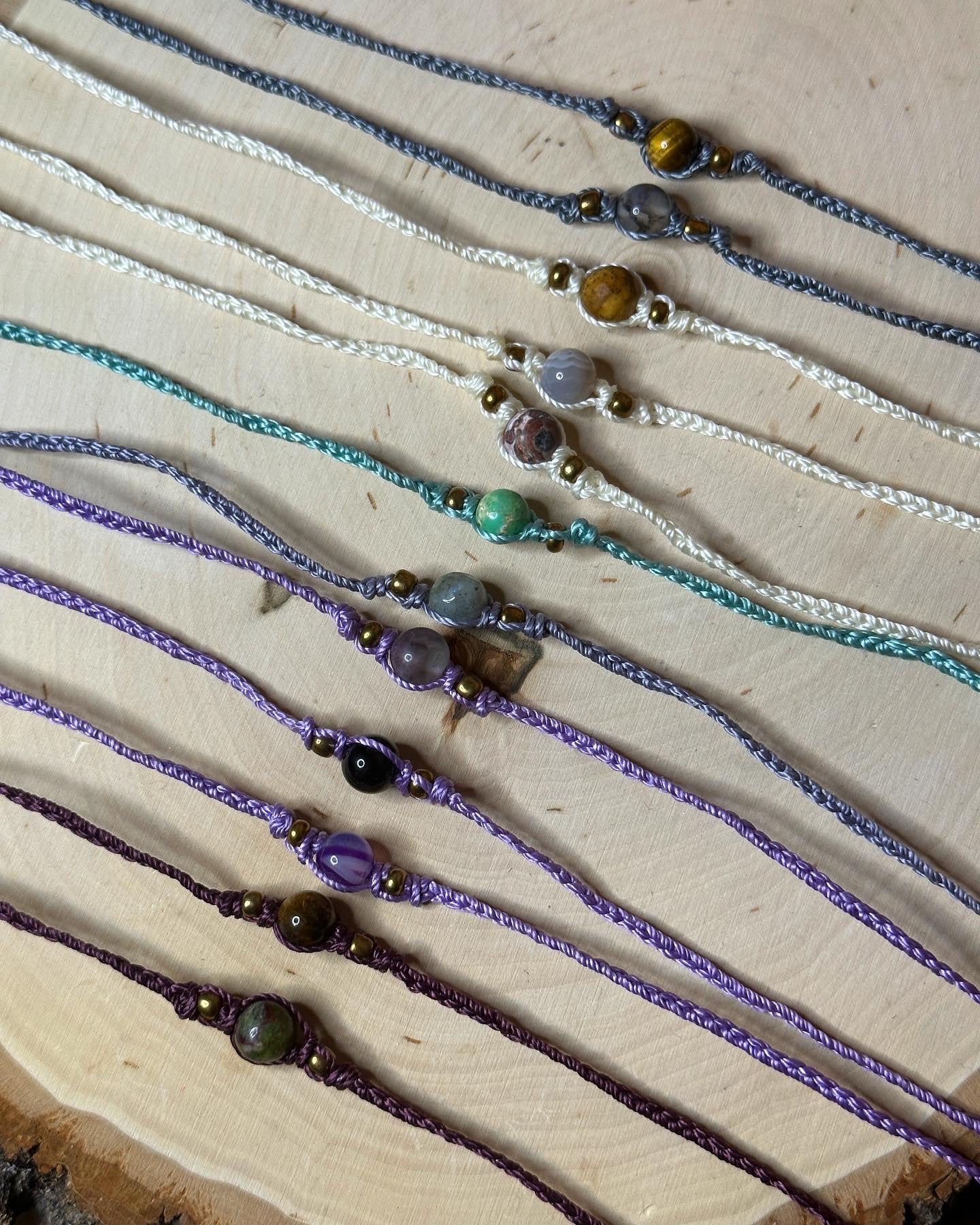 Crystal Macrame Chokers (Antique Brass 1/2)