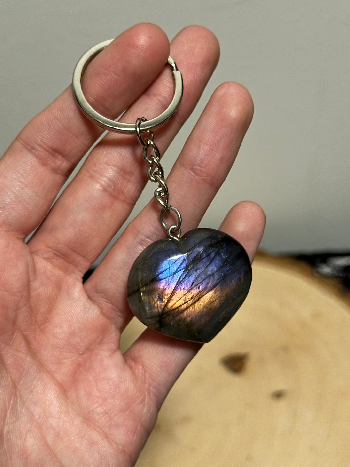 Labradorite Heart Keychains