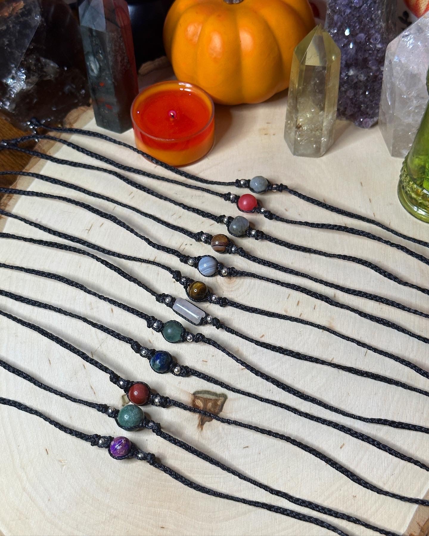 Crystal Macrame Chokers (Silver 6/9)