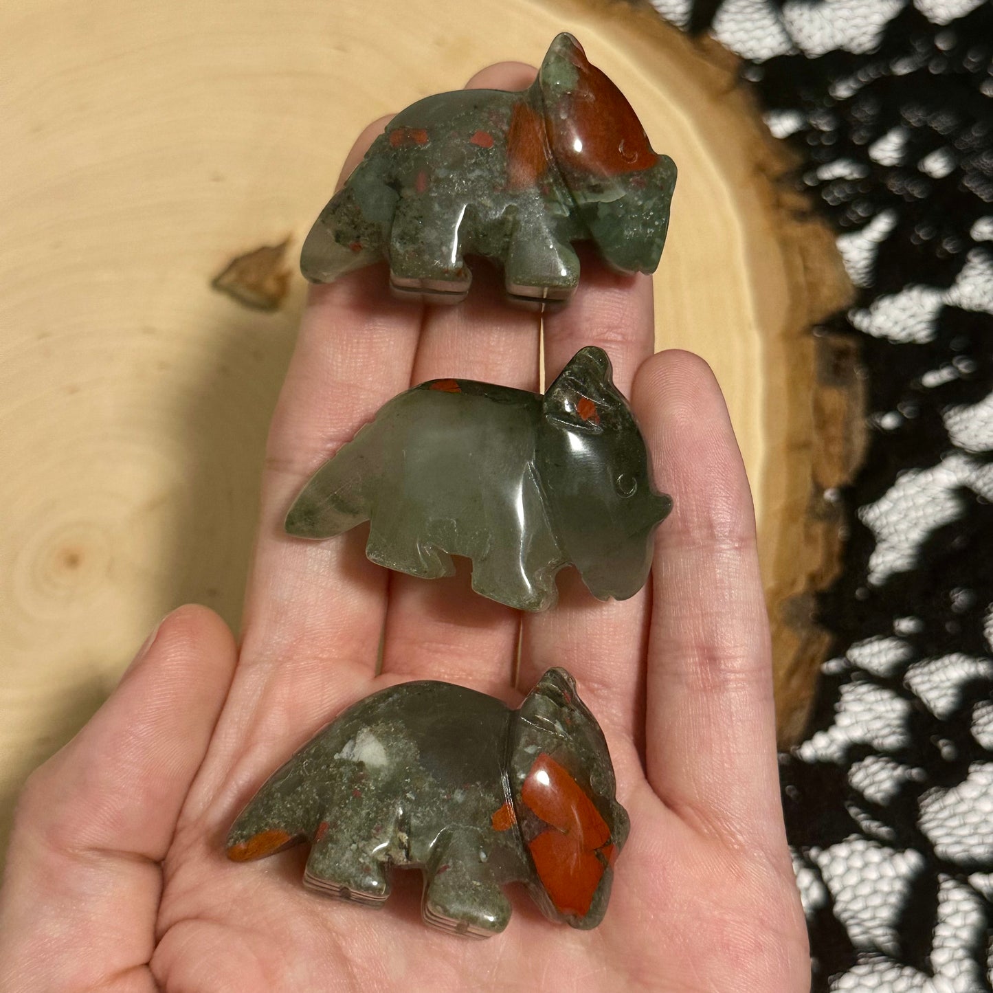 Bloodstone Dinosaur Carvings