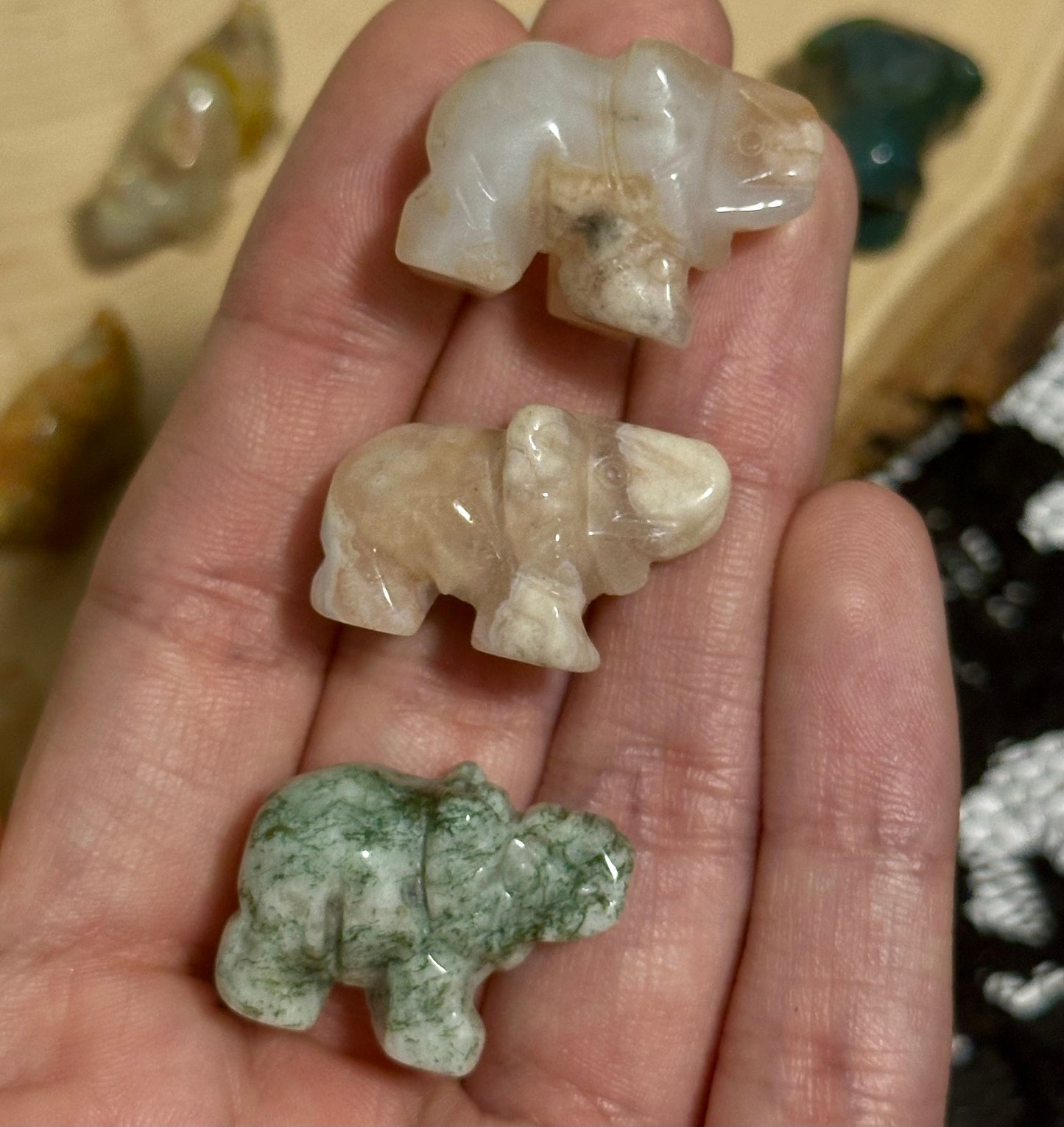 Elephant Crystal Carvings