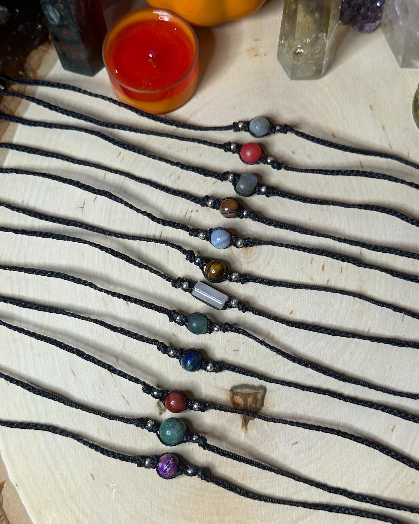 Crystal Macrame Chokers (Silver 6/9)