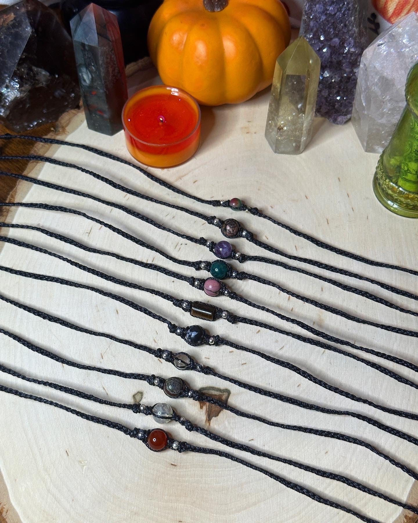 Crystal Macrame Chokers (Silver 7/9