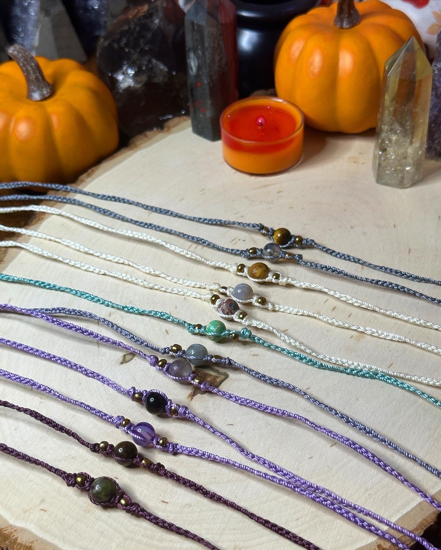 Crystal Macrame Chokers (Antique Brass 1/2)