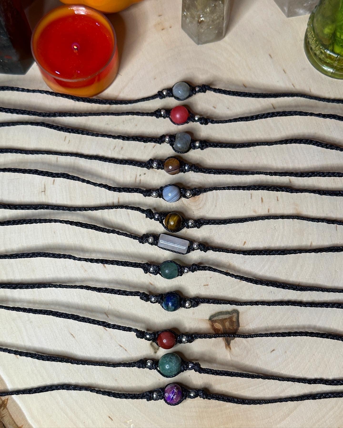 Crystal Macrame Chokers (Silver 6/9)