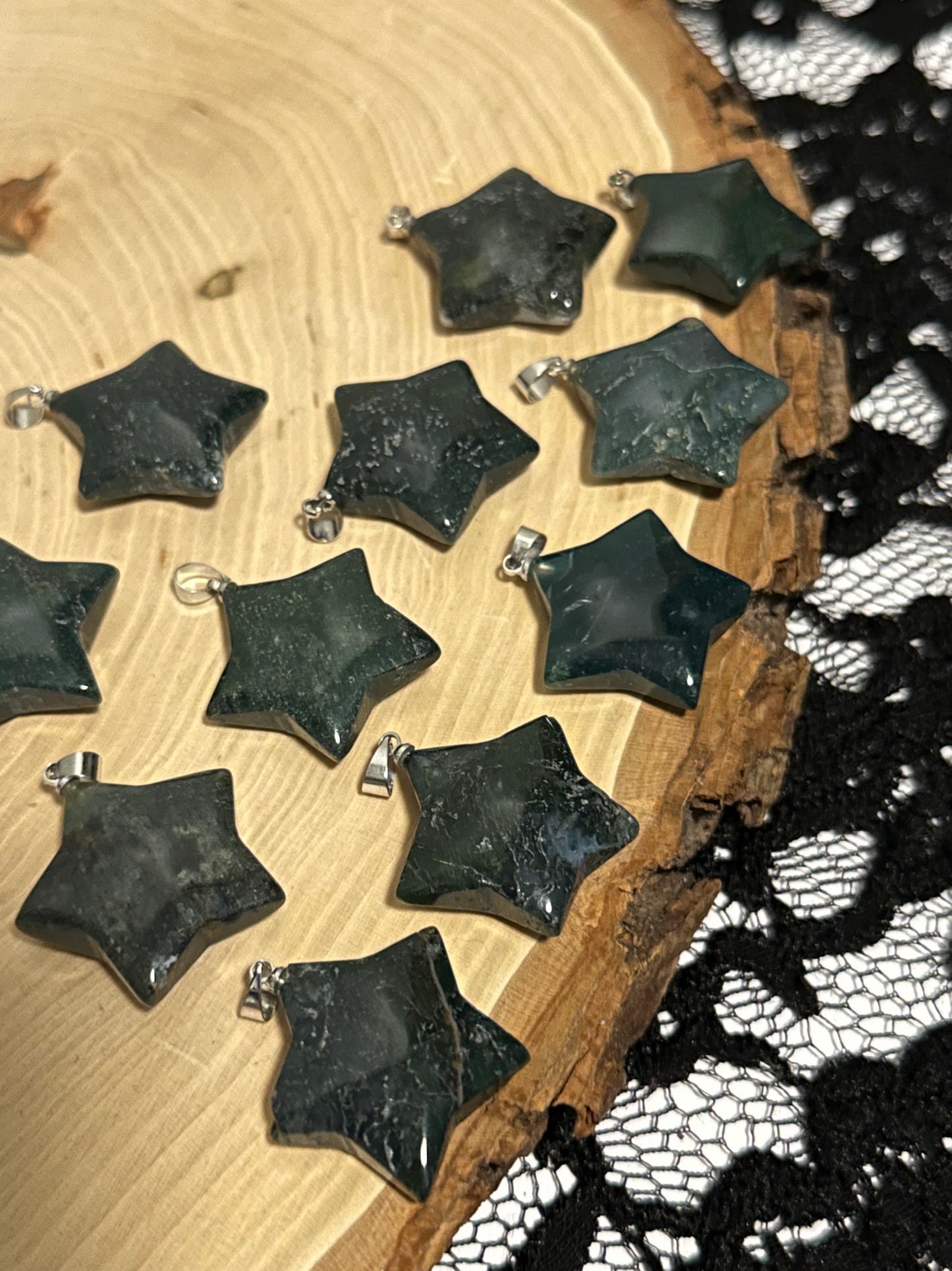 Moss Agate Star Pendant