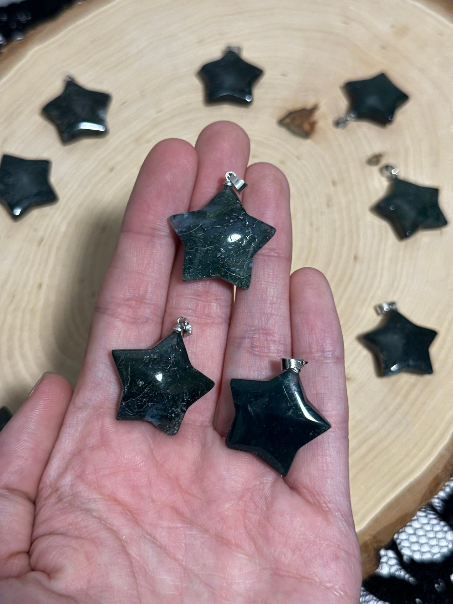 Moss Agate Star Pendant