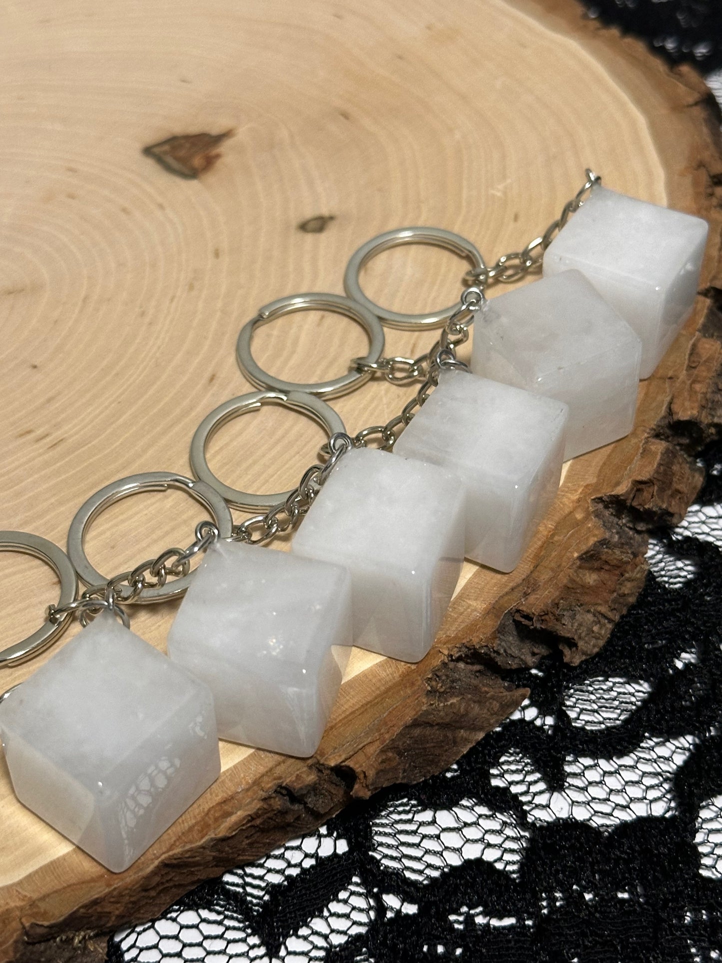 Rose Quartz Cube Keychains
