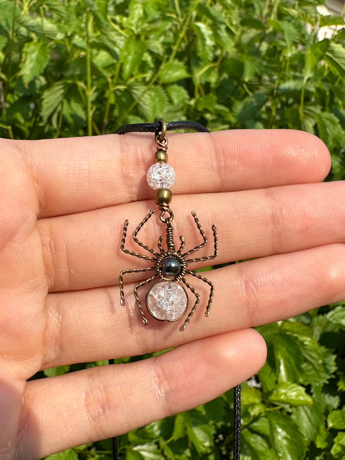 Crystal Spider Necklaces (Antique Brass)