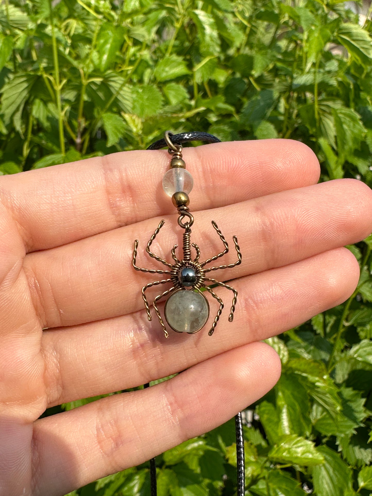 Crystal Spider Necklaces (Antique Brass)