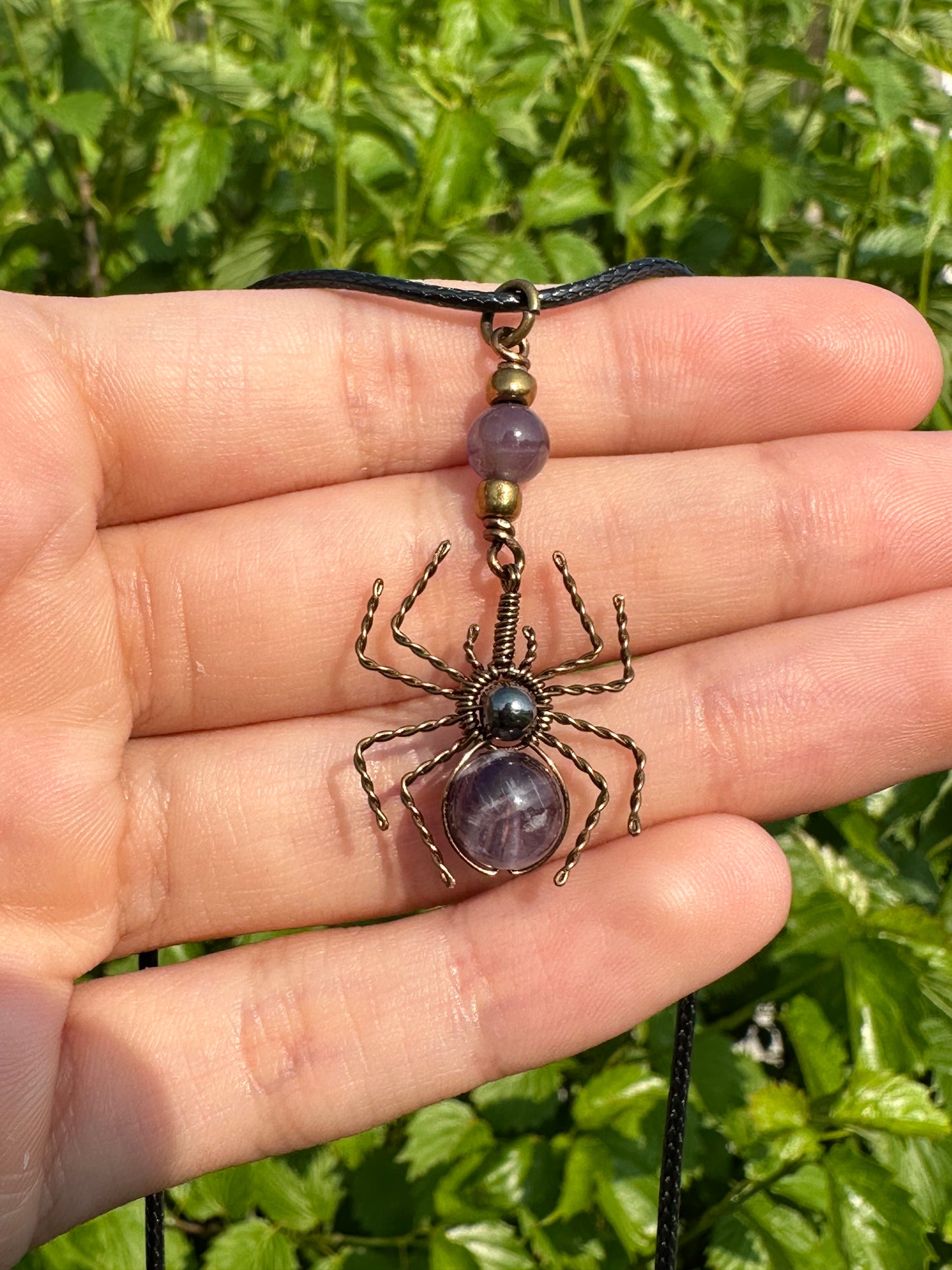 Crystal Spider Necklaces (Antique Brass)