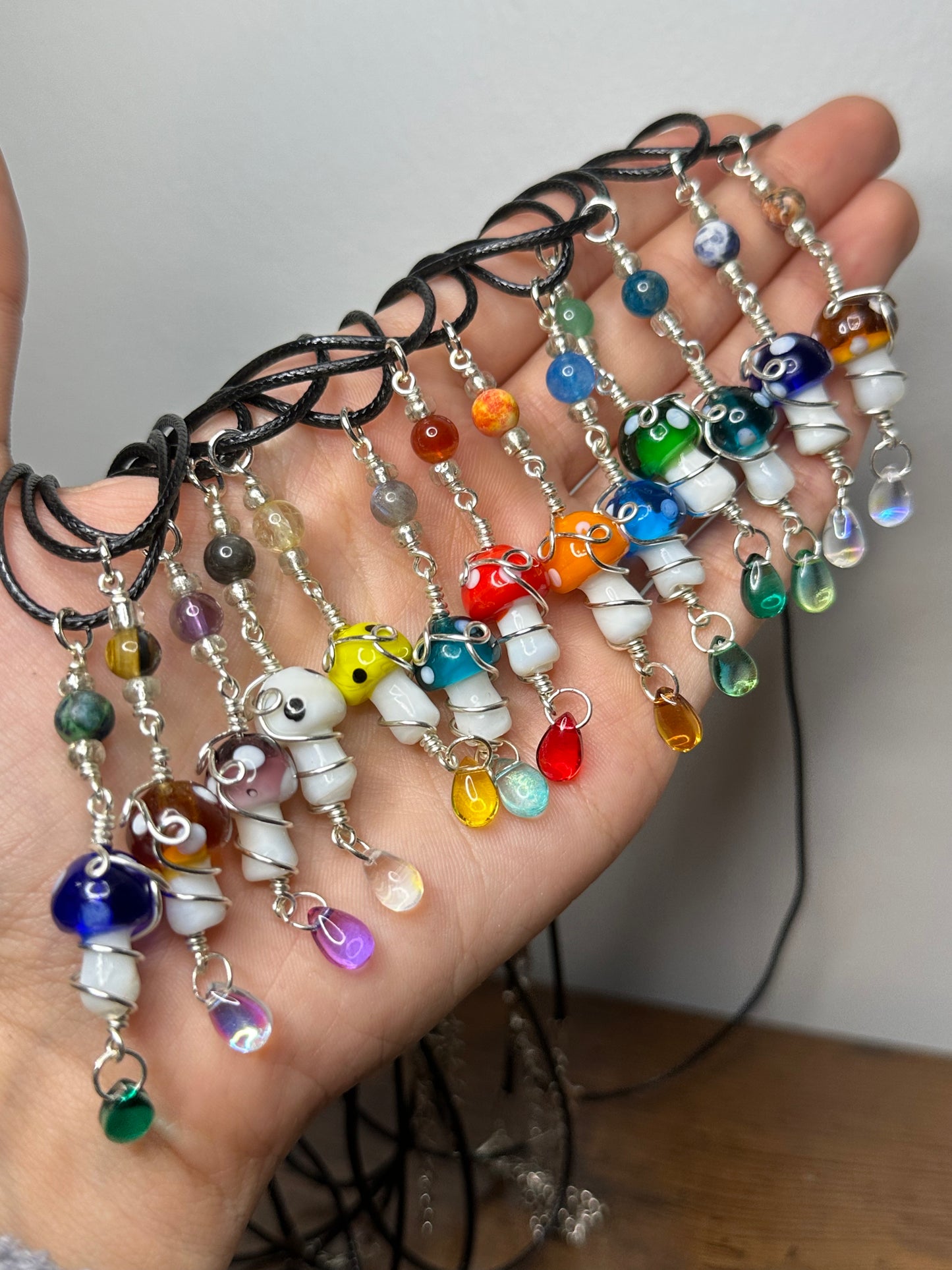 Crystal Mushroom Necklaces (Silver)