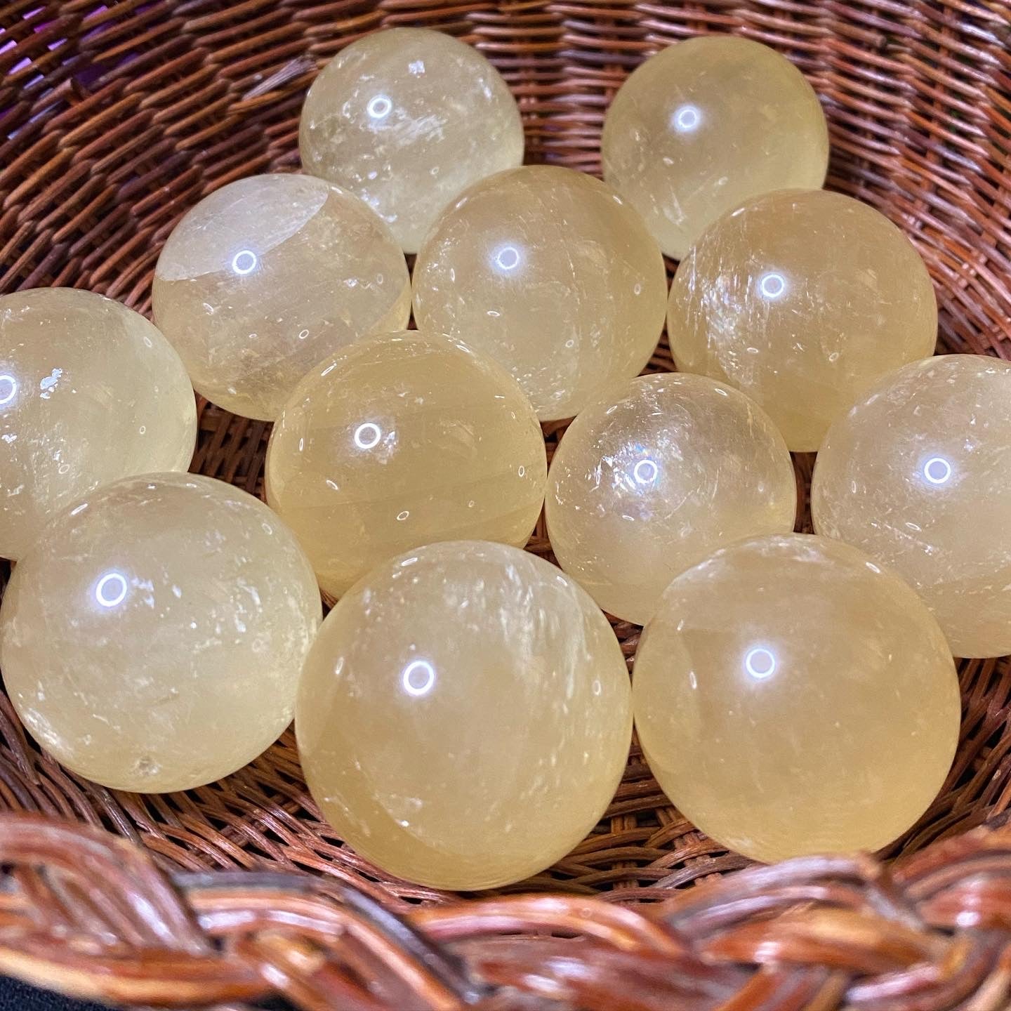 Honey Calcite Spheres