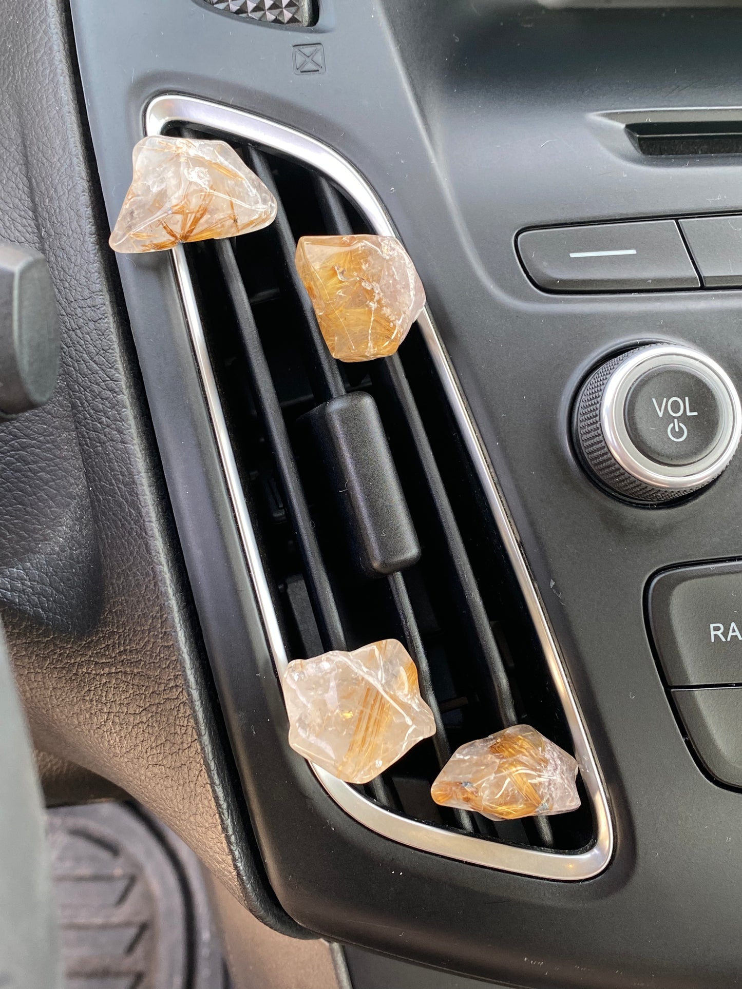 Golden Rutilated Quartz Car Vent Clips