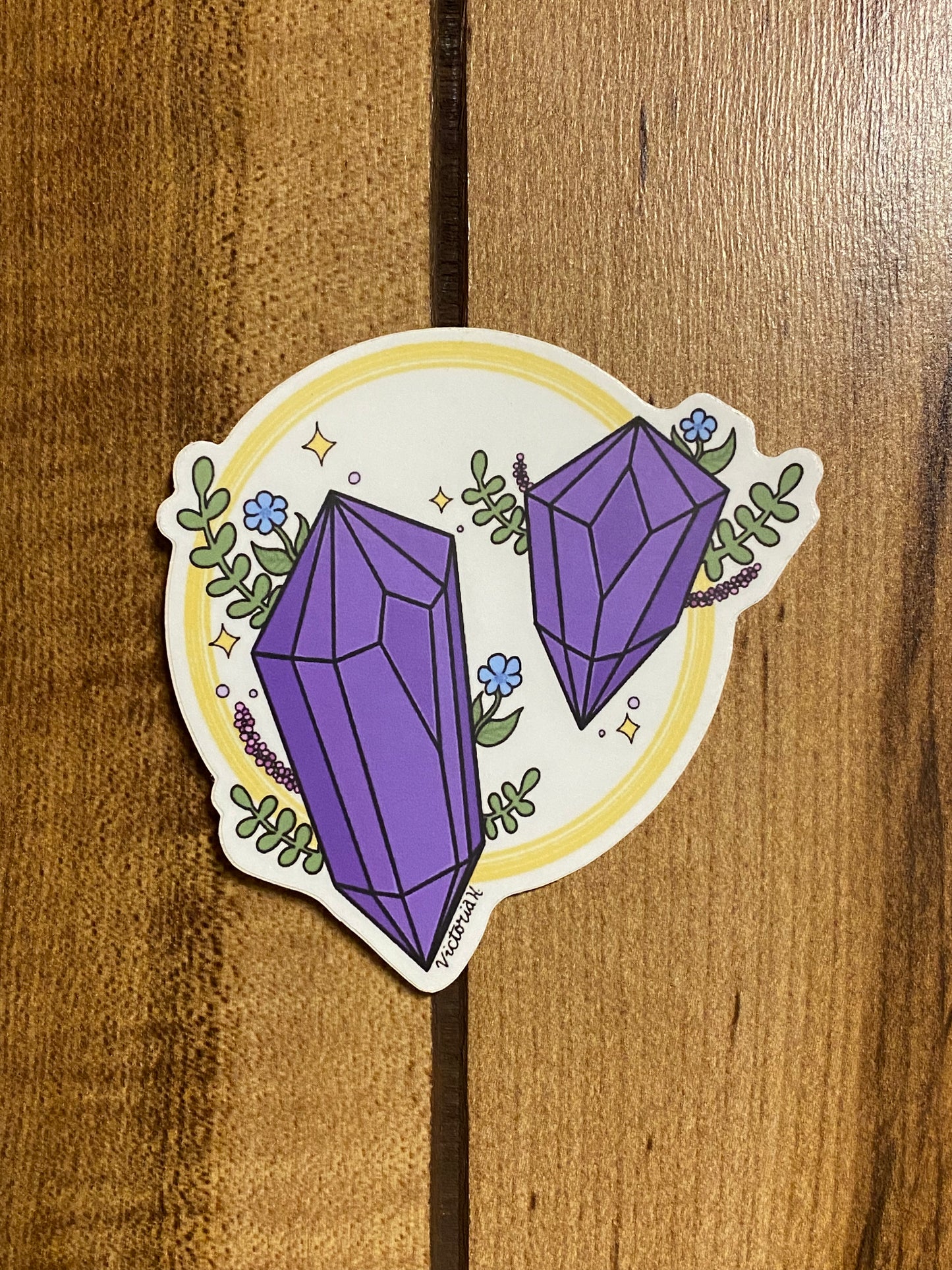 Floral Amethyst Vinyl Sticker