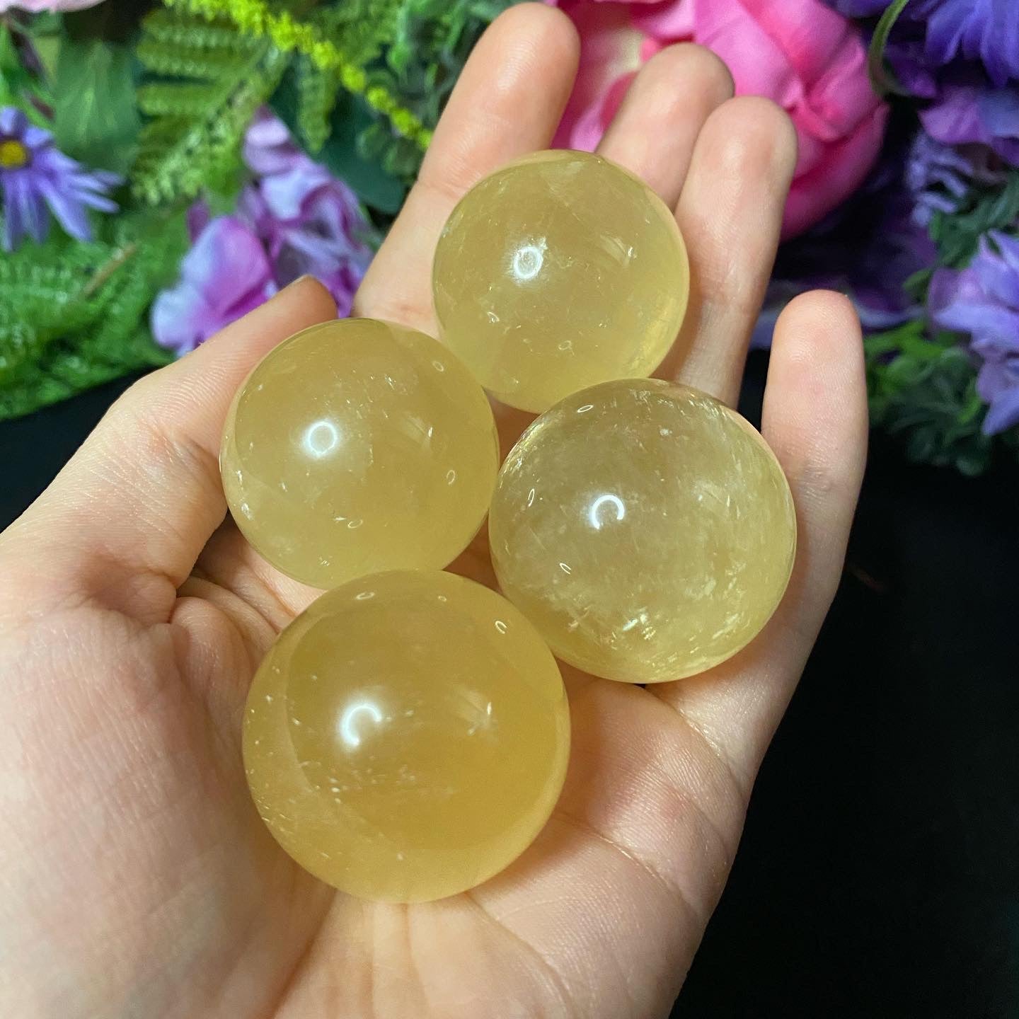 Honey Calcite Spheres