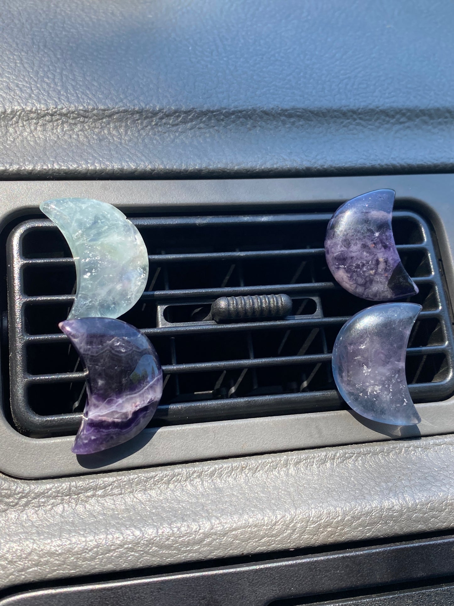 Rainbow Fluorite Star & Moon Car Vent Clips