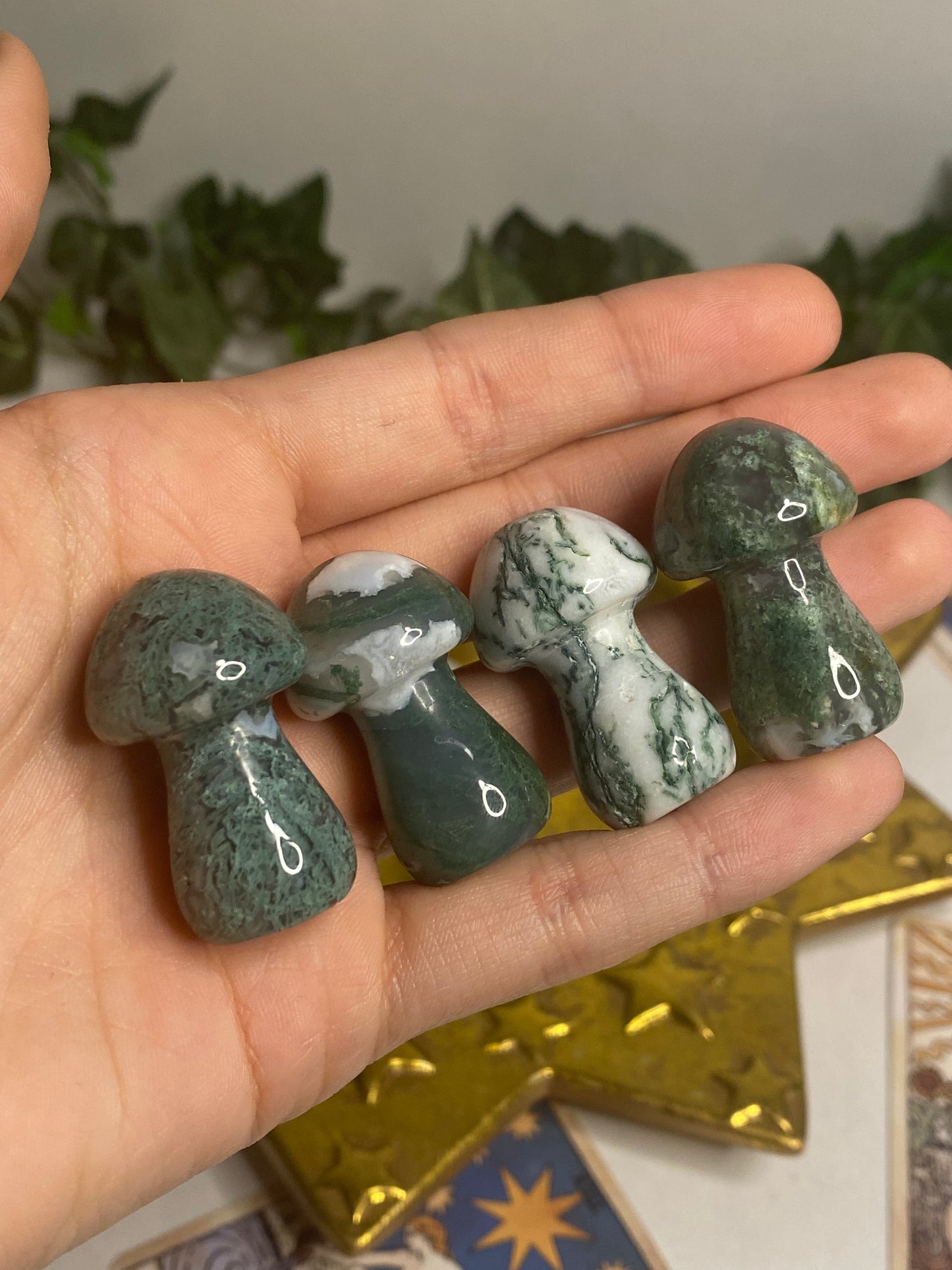 Moss Agate Mushrooms (Medium)
