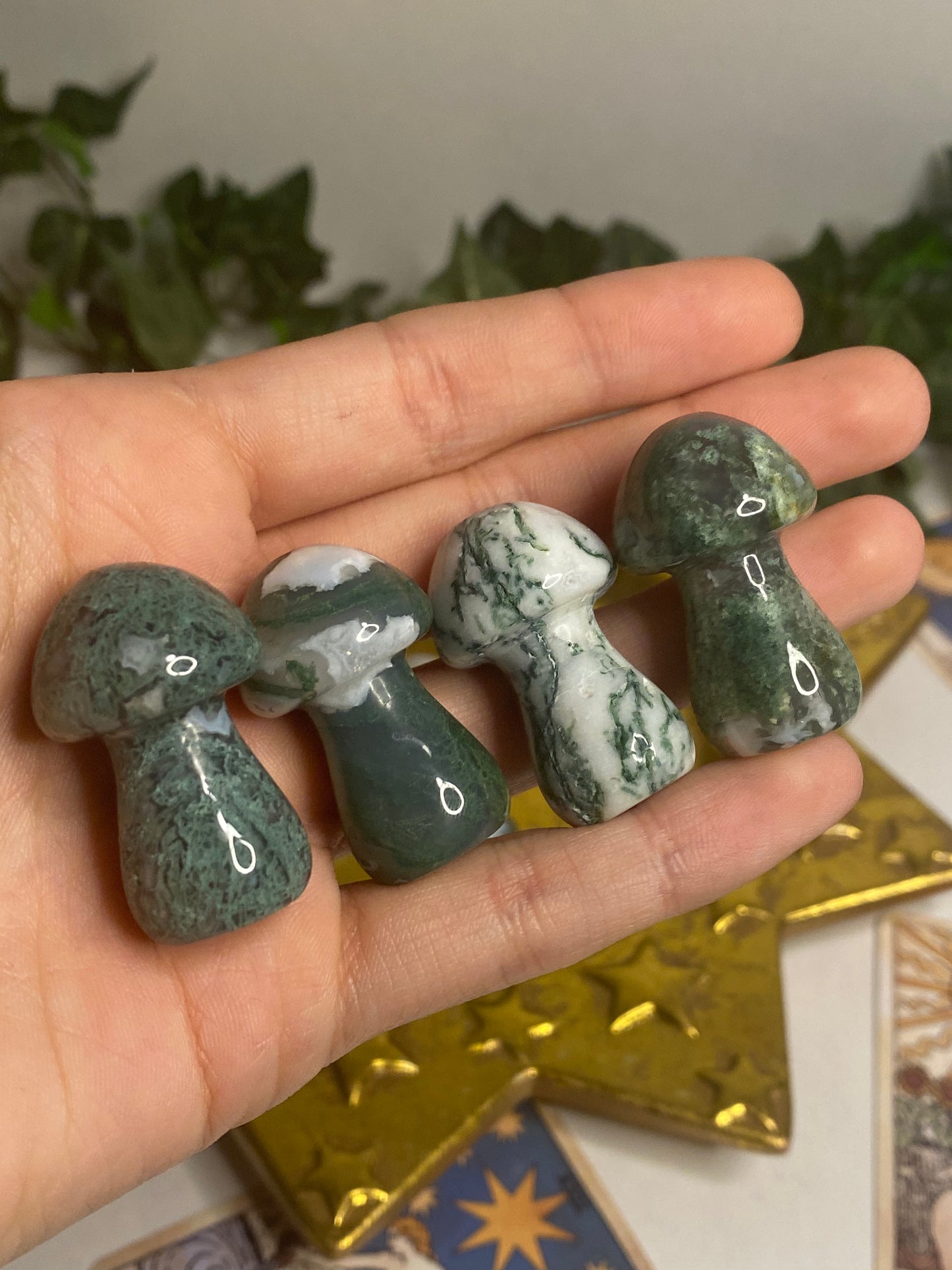 Moss Agate Mushrooms (Medium)