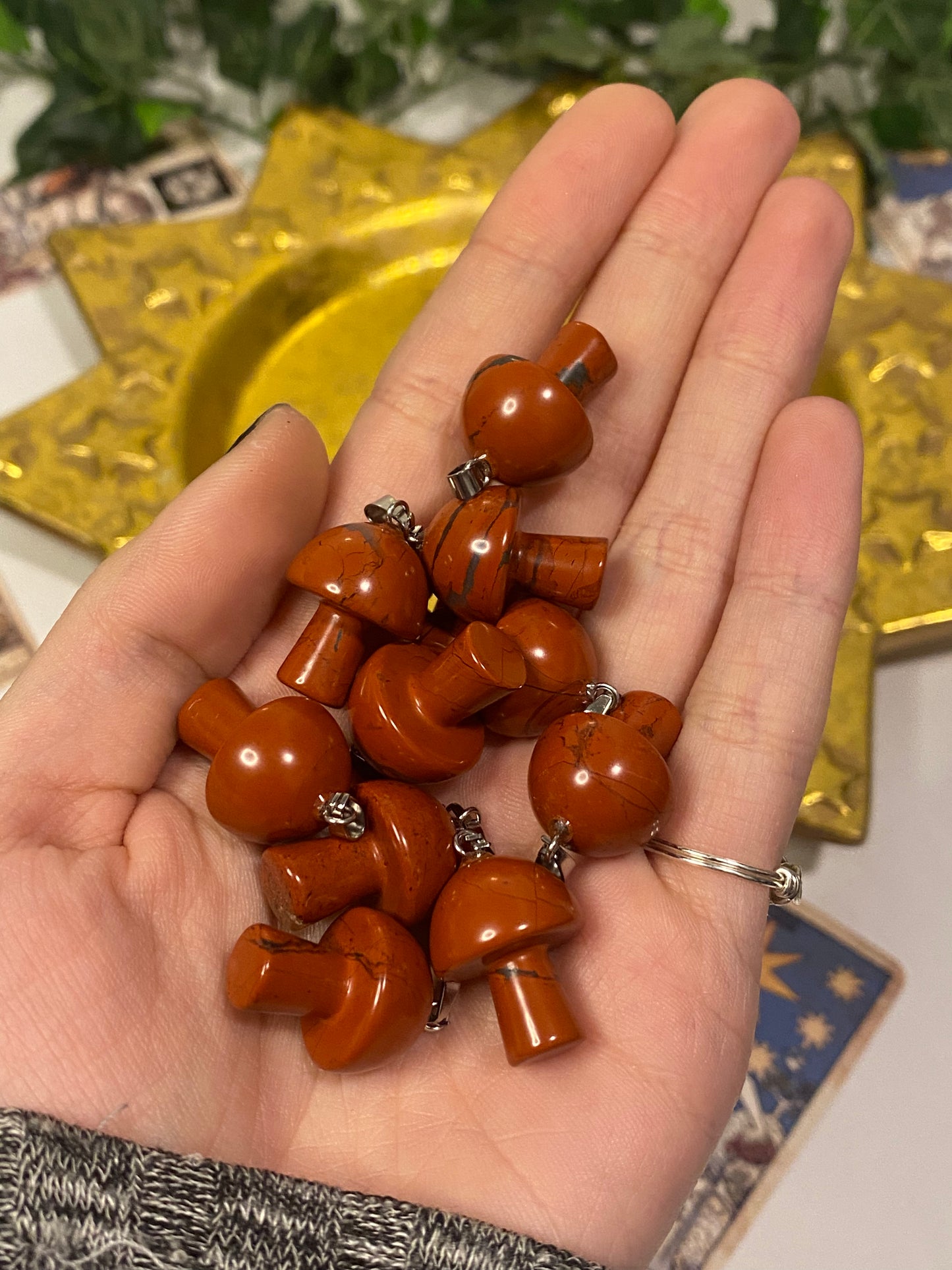 Red Jasper Mushroom Pendants