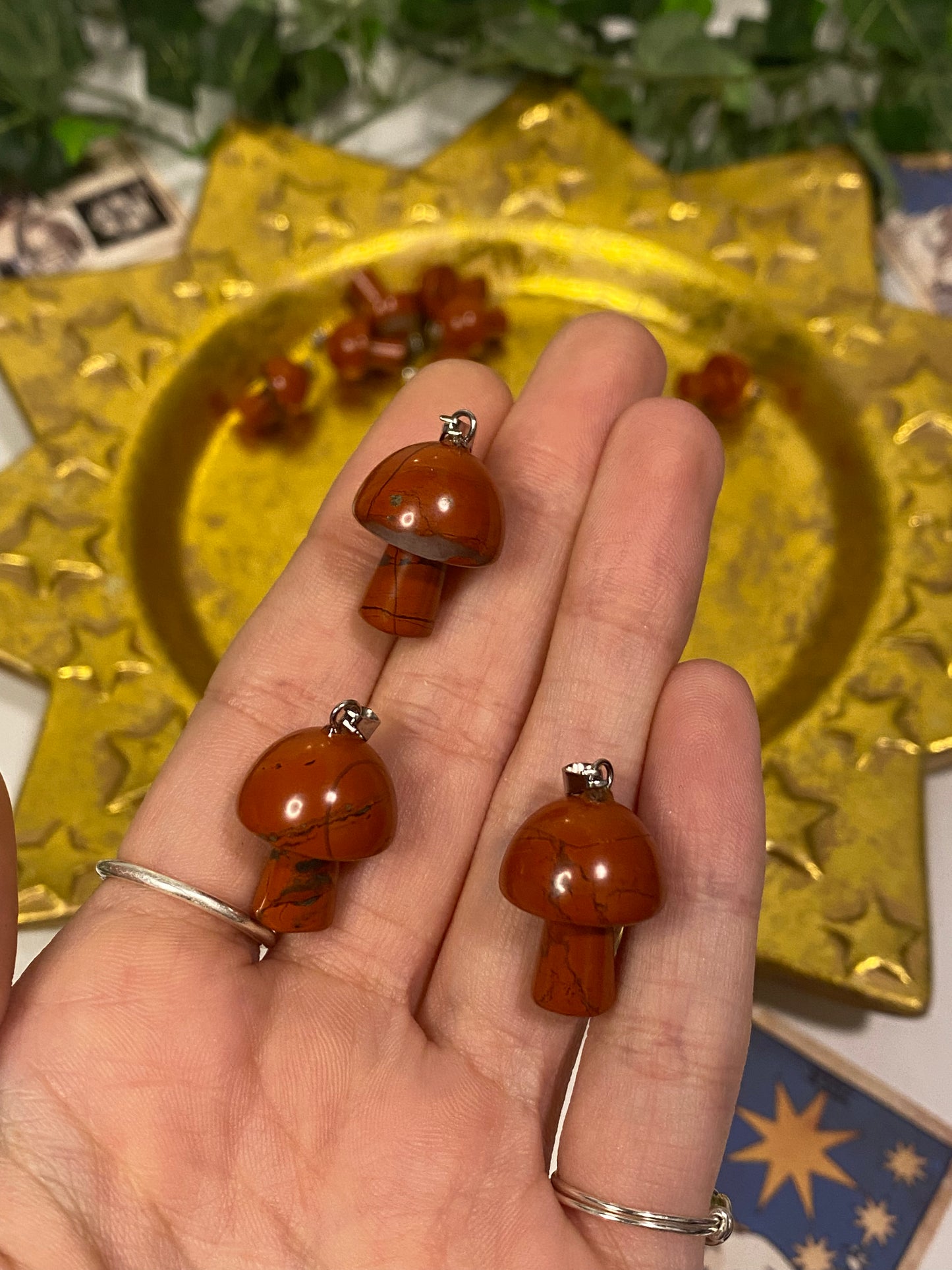 Red Jasper Mushroom Pendants
