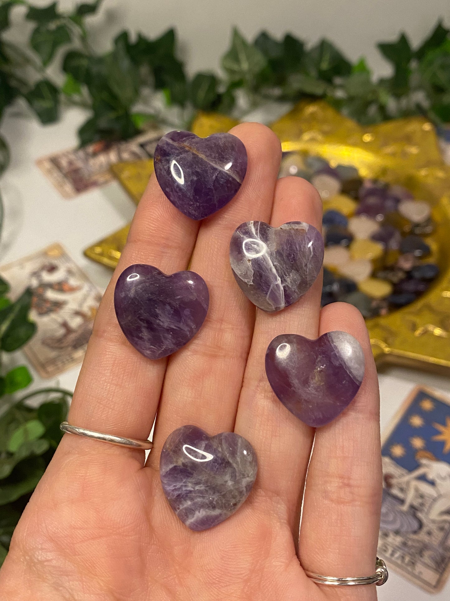 Chevron Amethyst Small Hearts