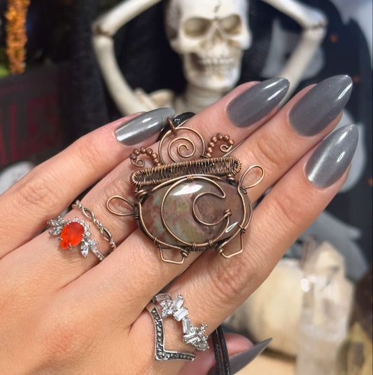 Polychrome Jasper Moon Cauldron Necklace