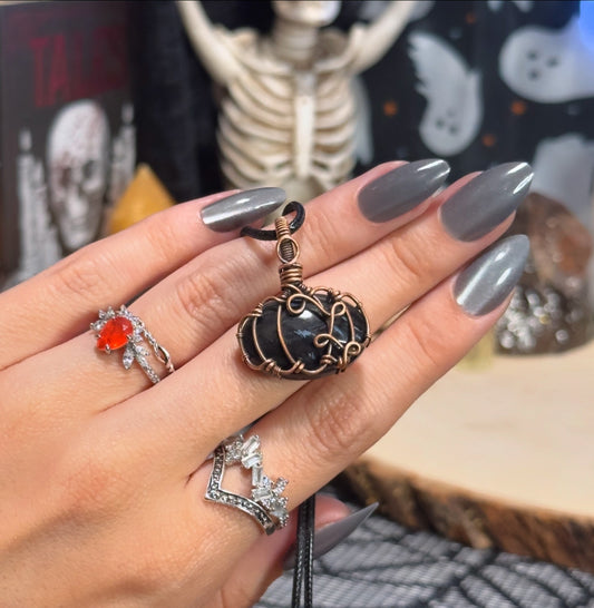 Black Agate Pumpkin Necklace