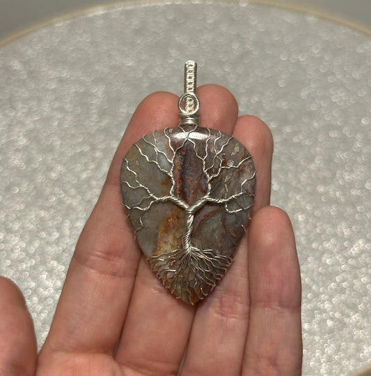 Crazy Lace Agate Tree of Life Necklace