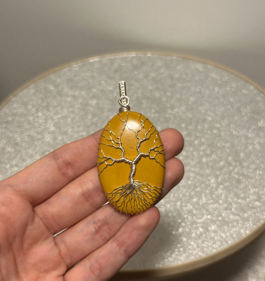 Yellow Mookaite Tree of Life Necklace
