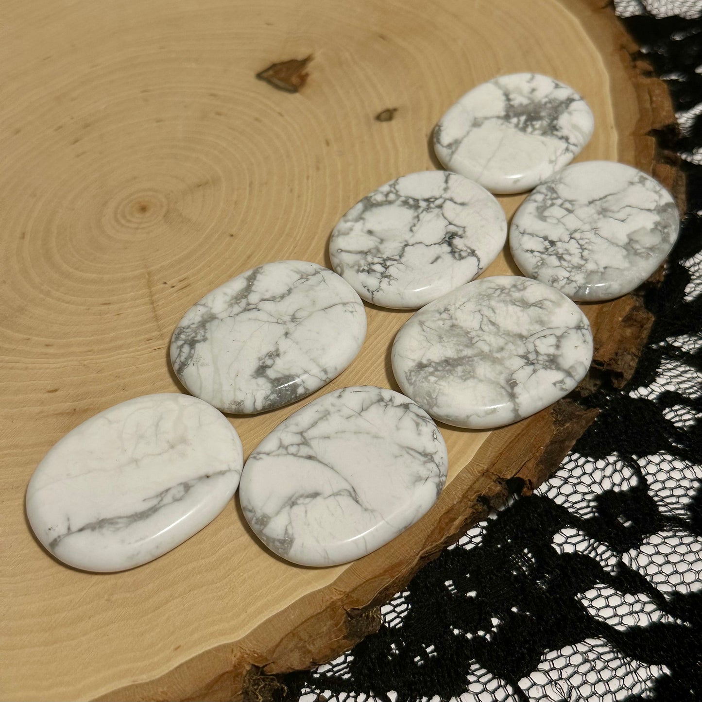 White Howlite Abundance Palm Stone / Worry Stone