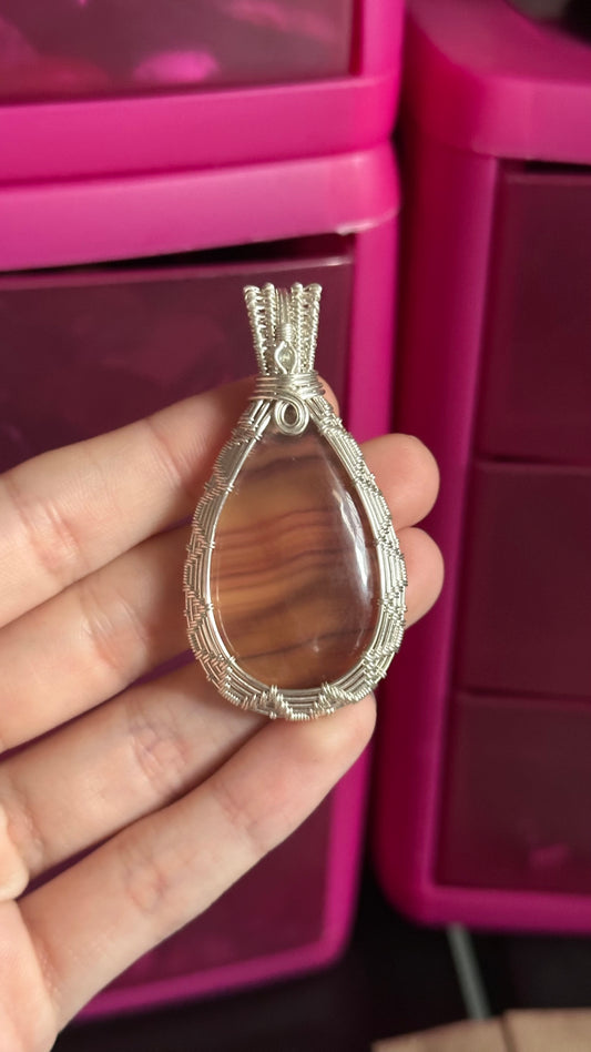 Rainbow Fluorite x Clear Quartz Necklace