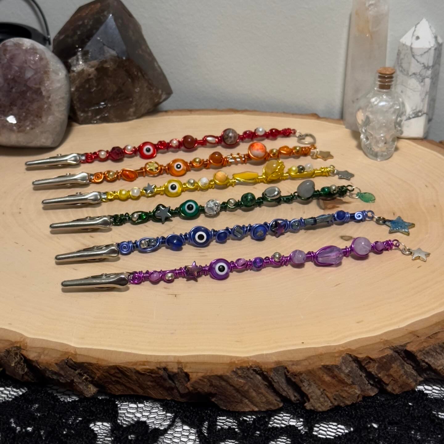 Evil Eye Charmed Crystal Smoke Clips