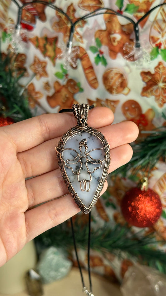 Dendritic Opal x Onyx Snow Fairy Necklace