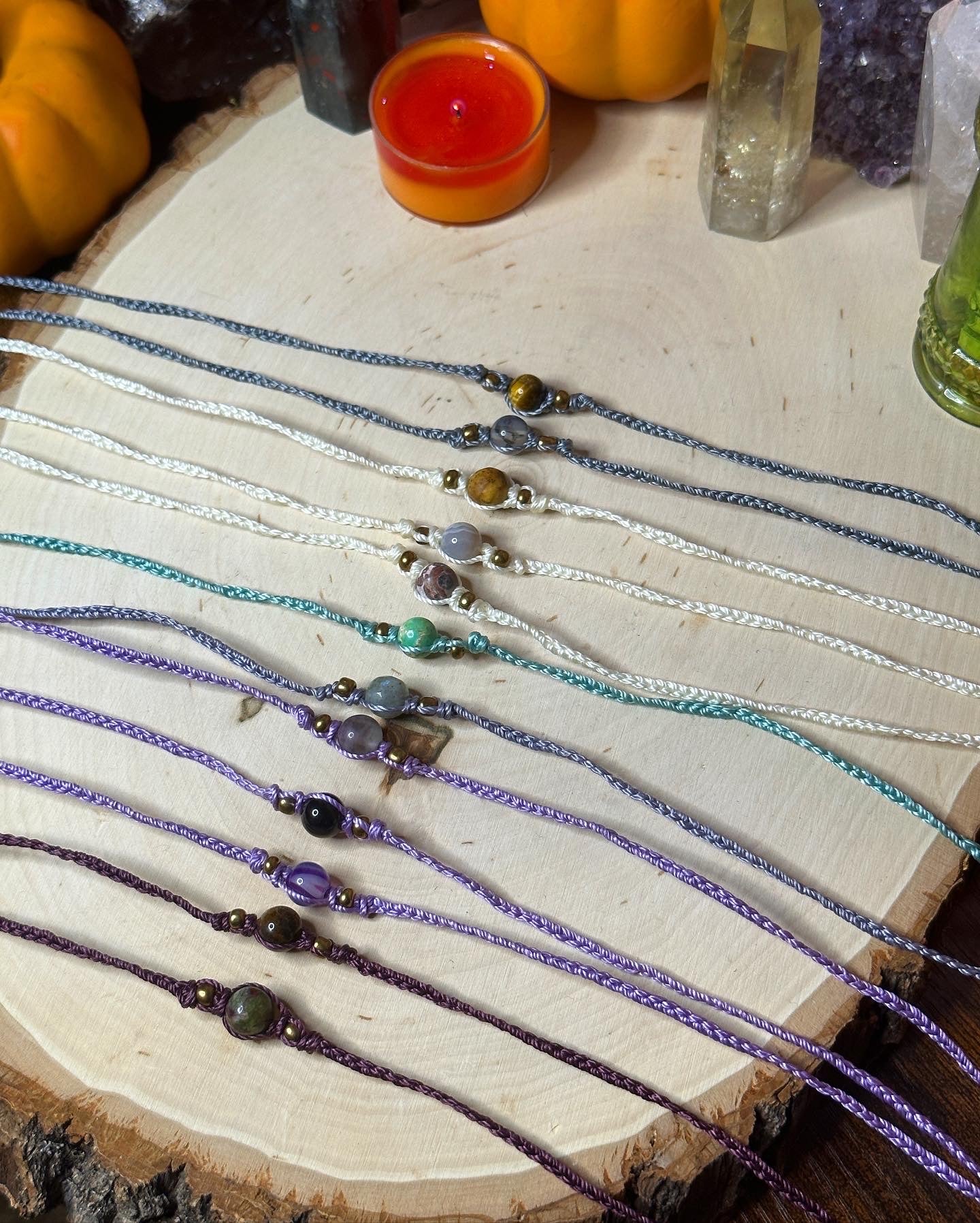 Crystal Macrame Chokers (Antique Brass 1/2)