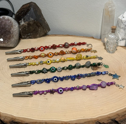 Evil Eye Charmed Crystal Smoke Clips