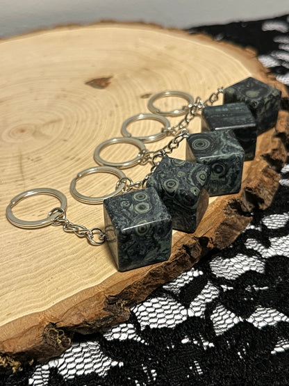 Kambaba Jasper Cube Keychains