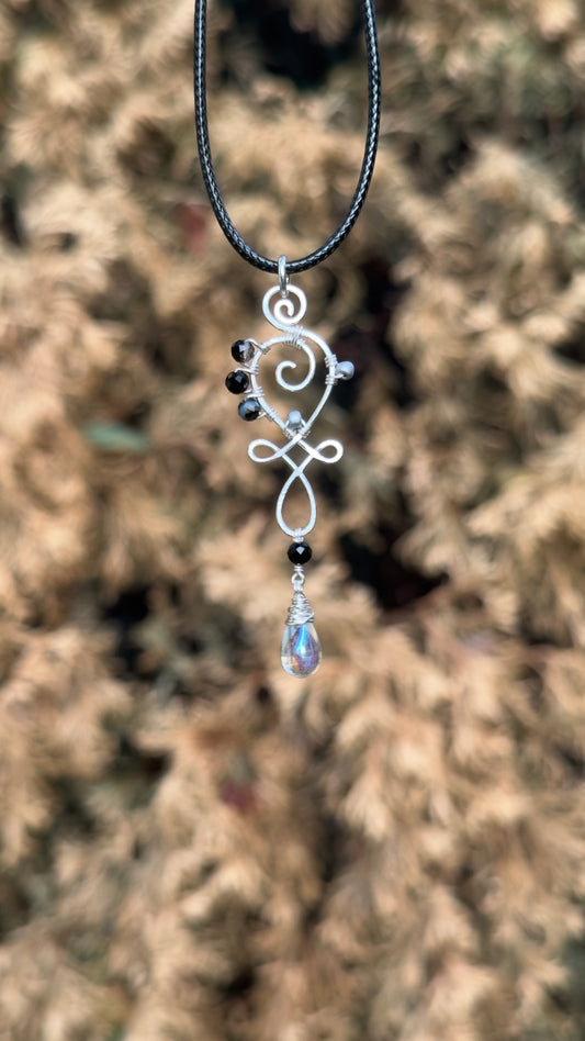 Back Onyx Unalome Necklace